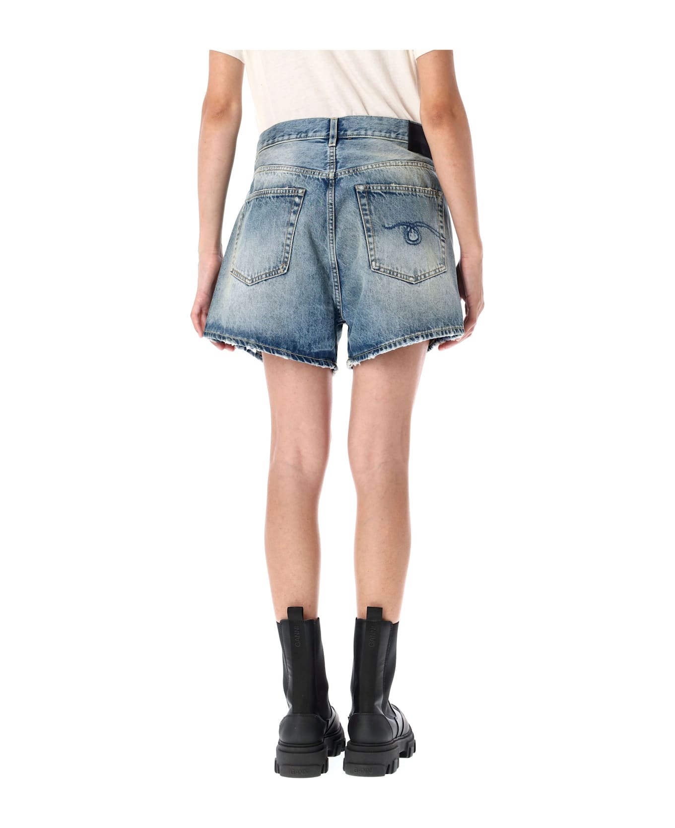 R13 Crossover Denim Short - BAIN BLUE