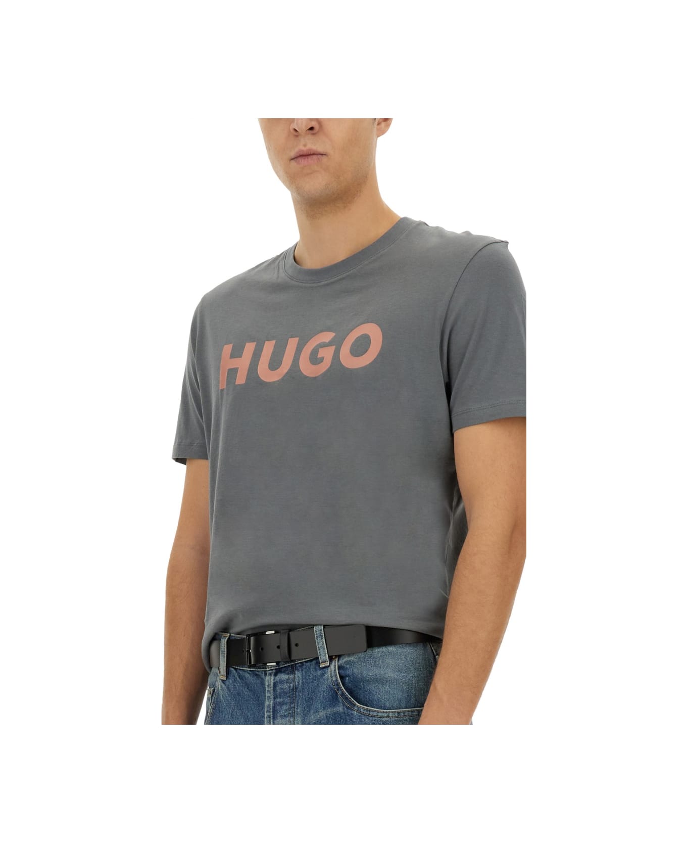 Hugo Boss T-shirt With Contrasting Logo - GREY