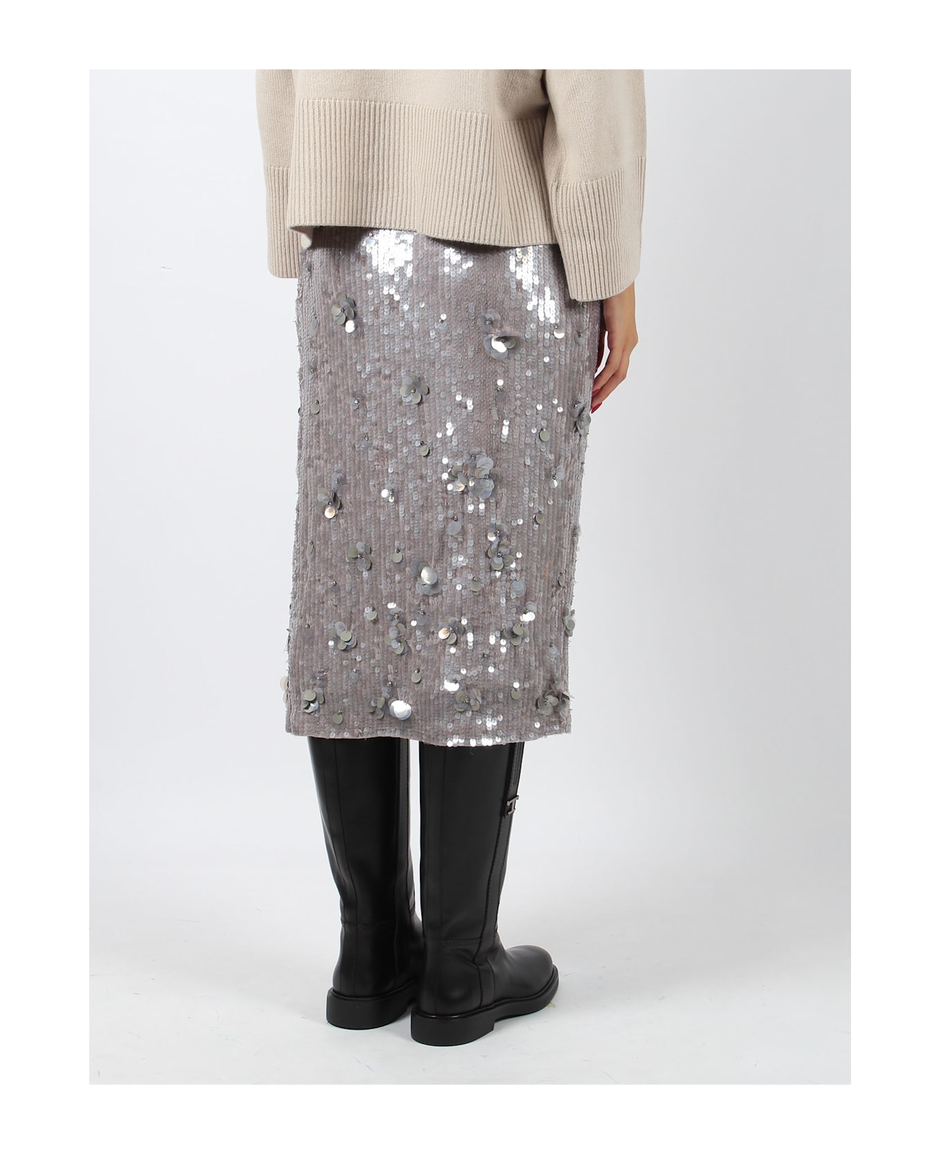 Parosh Glow Midi Skirt - Grey