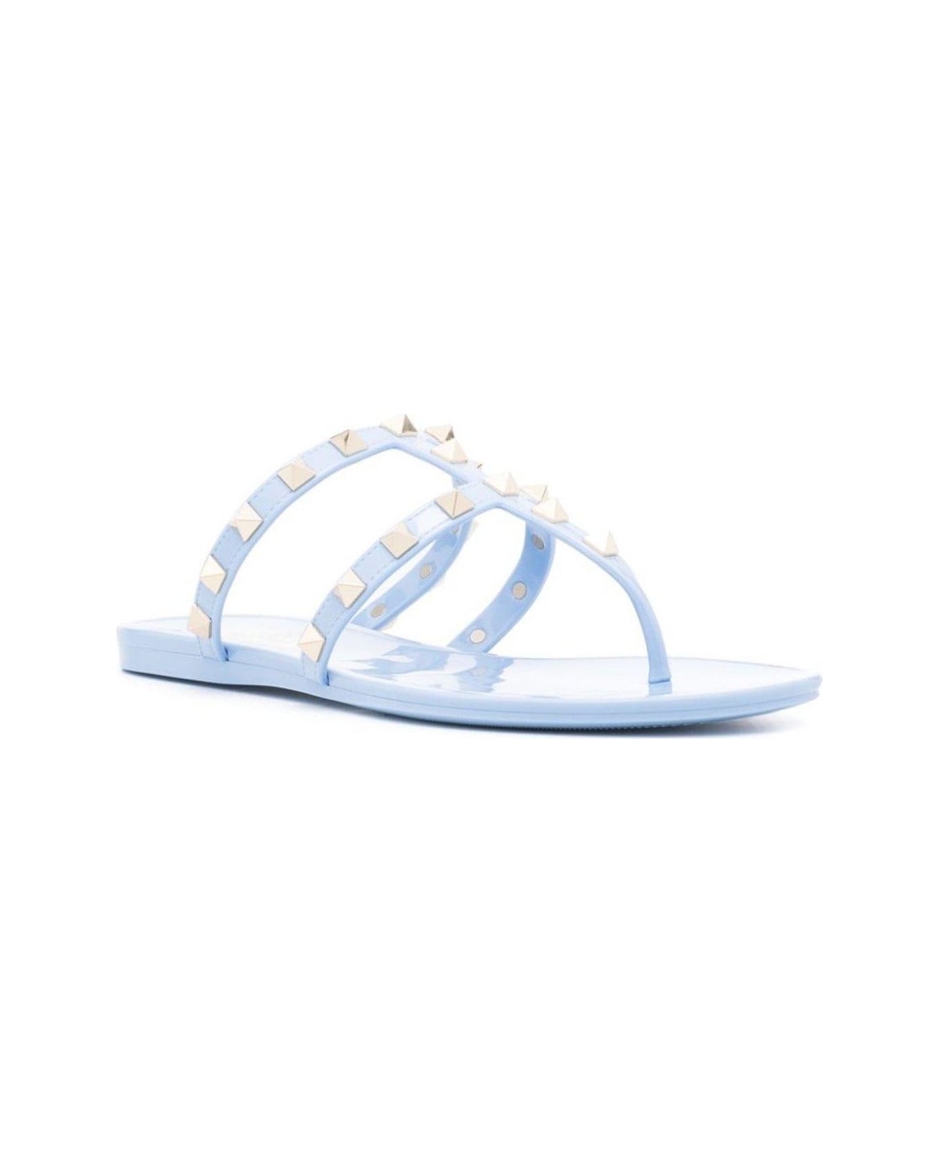Valentino Garavani Garavani Rockstud Open Toe Flat Sandals - Clear Blue