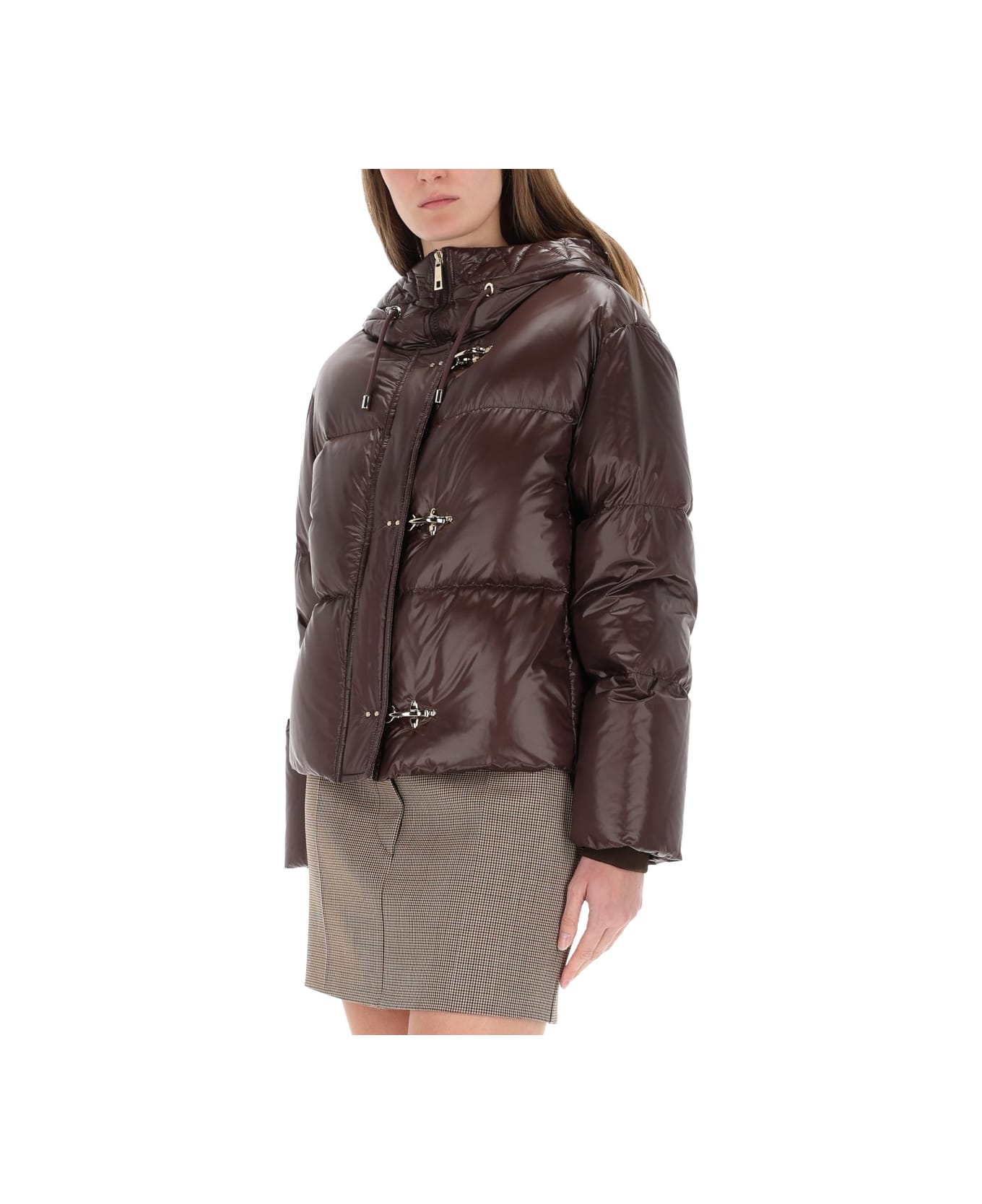 Fay Down Jacket With Hood - BROWN