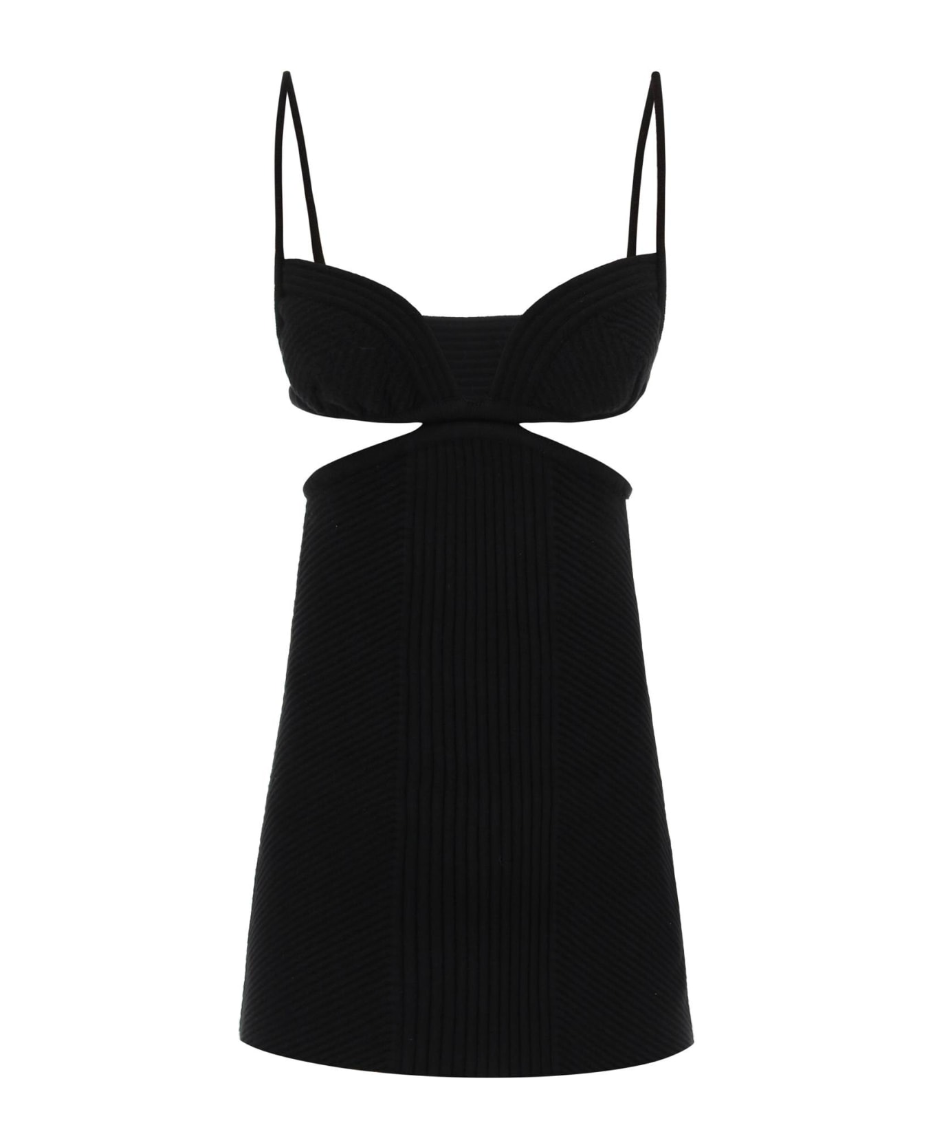 Off-White Black Ribbed Mini Dress With Cut-out - Black