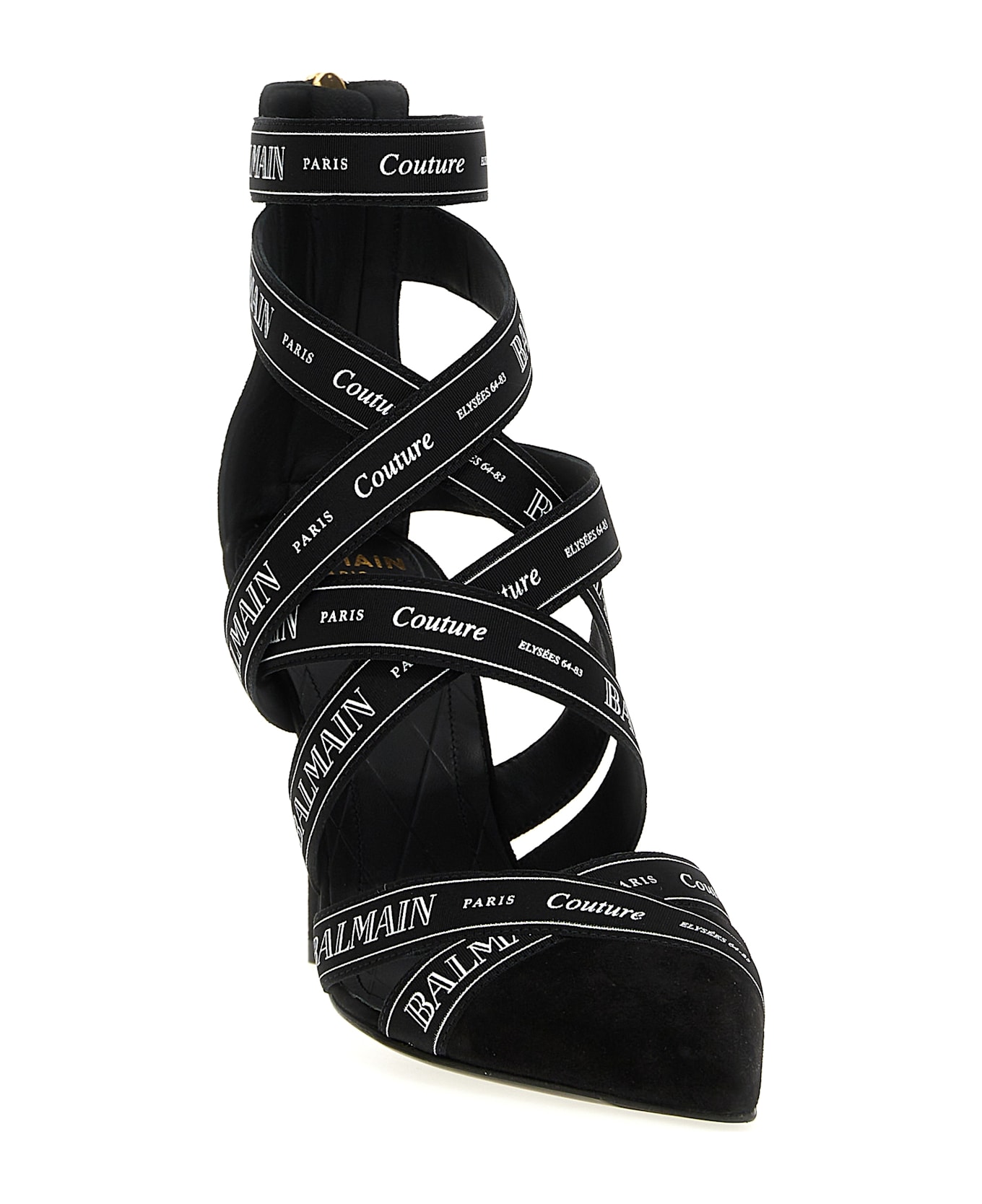 Balmain Couture Ribbon-print Pumps - Noir