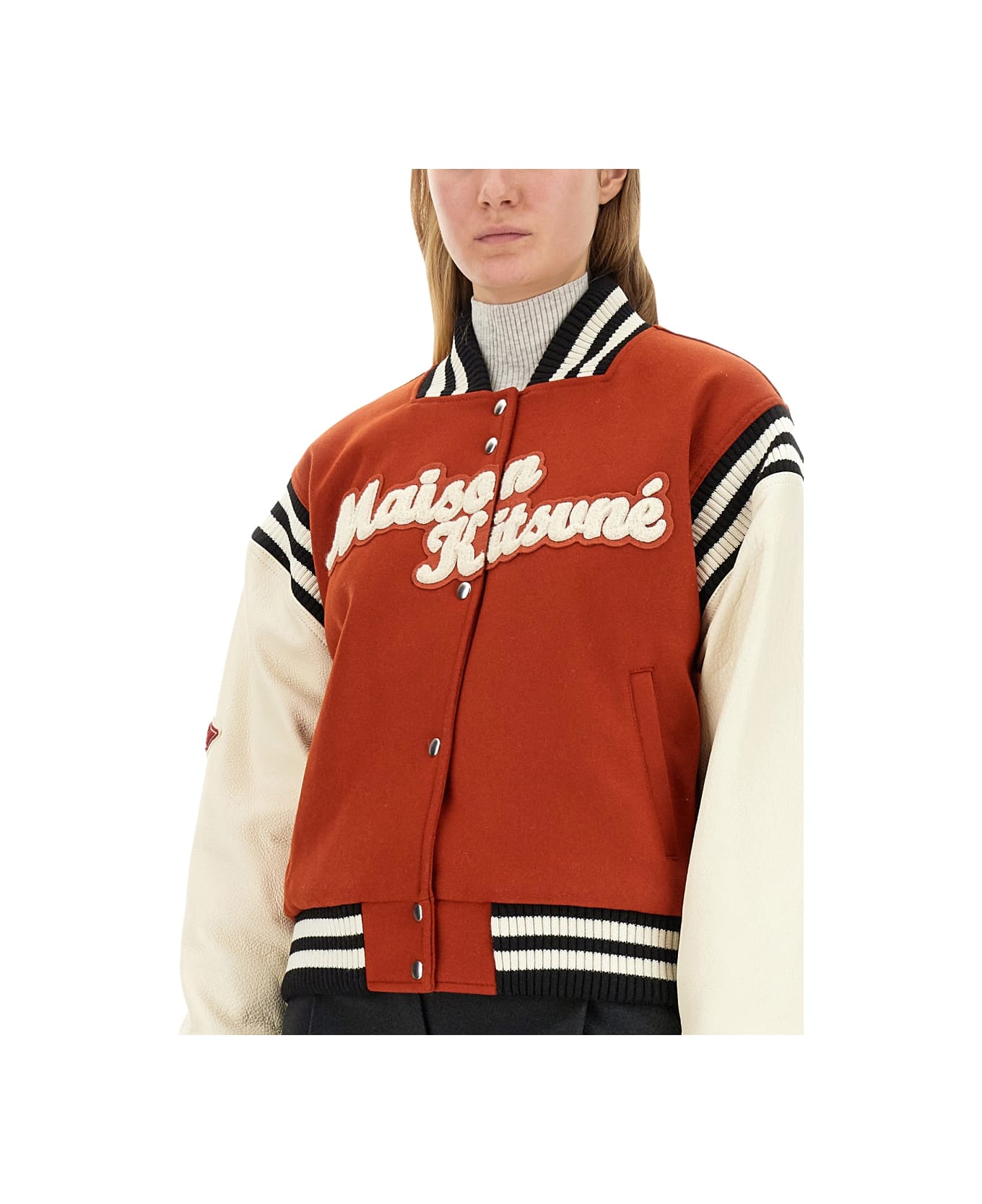Maison Kitsuné Varsity Jacket With Logo - RED
