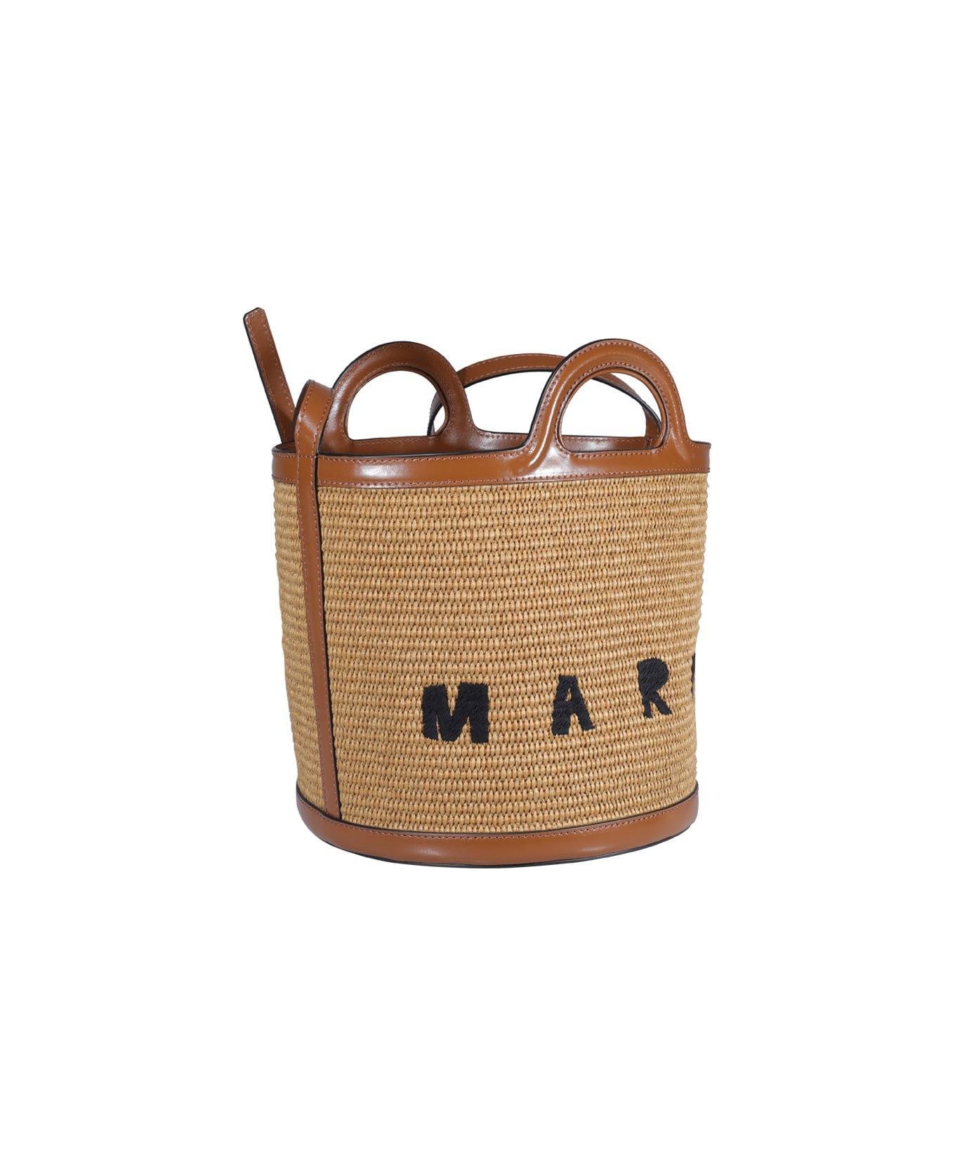 Marni Logo Embroidered Bucket Bag - Paglia