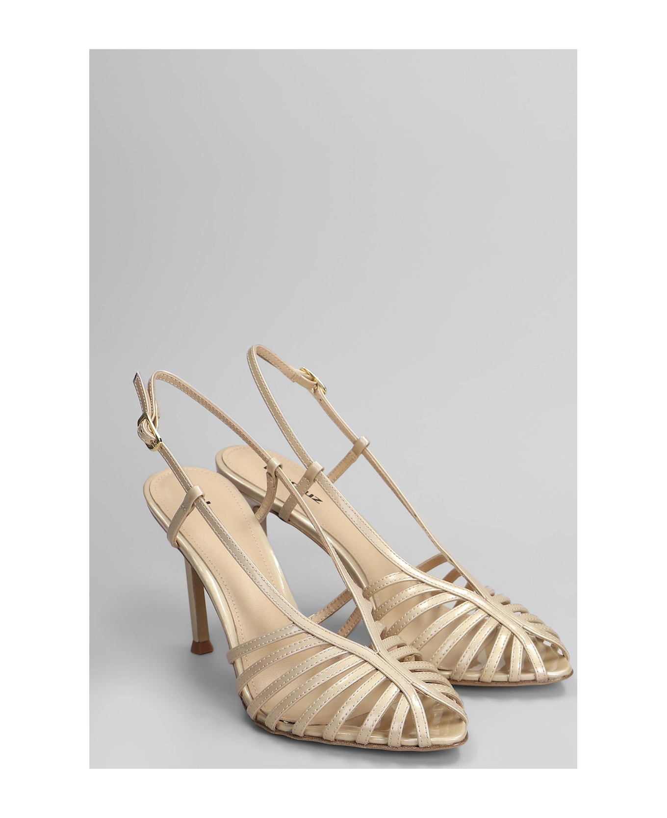 Lola Cruz Diana 95 Sandals In Powder Leather - powder