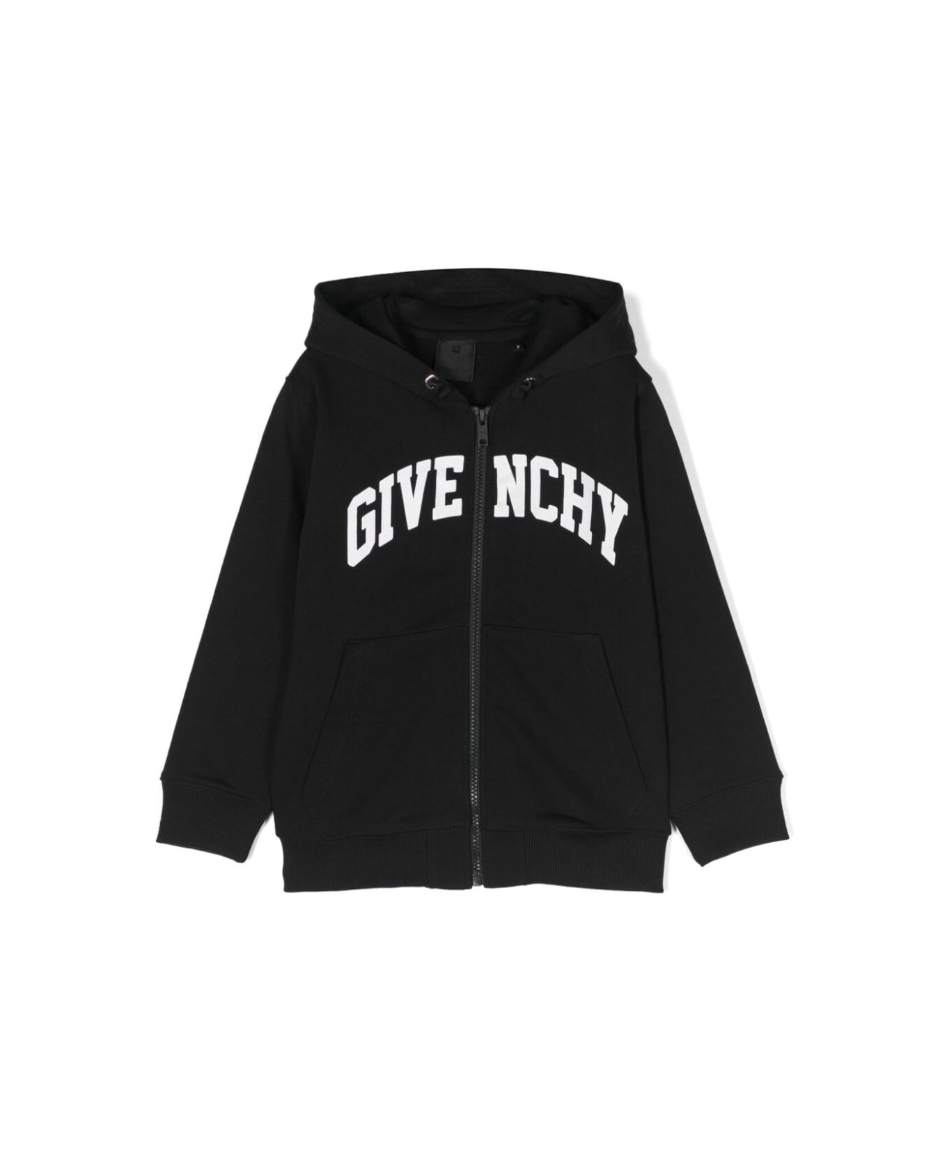 Givenchy Black Hoodie With Contrasting Logo Lettering In Cotton Blend Boy - Black