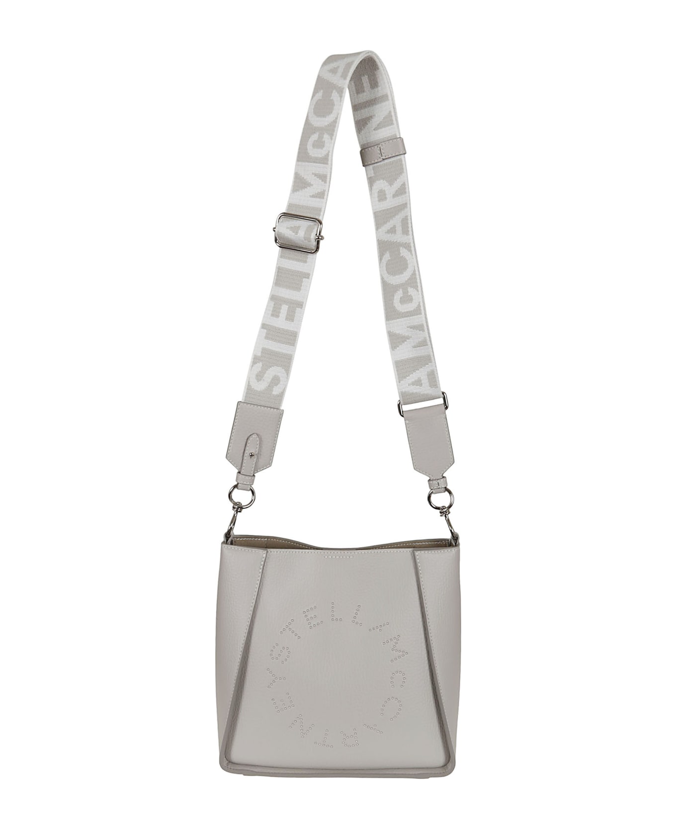 Stella McCartney Mini Crossbody Bag Embossed Grainy Mat W/studded Logo - Fog