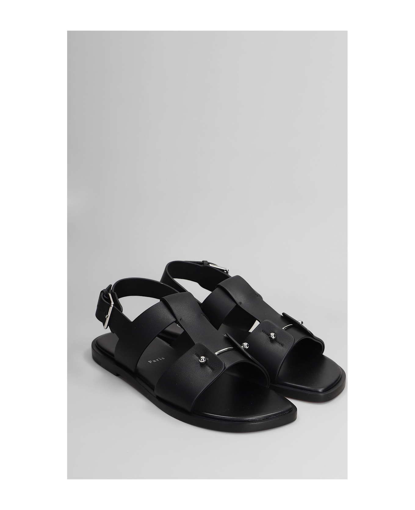 Christian Louboutin Chambeliss Sandal Flats In Black Leather - black