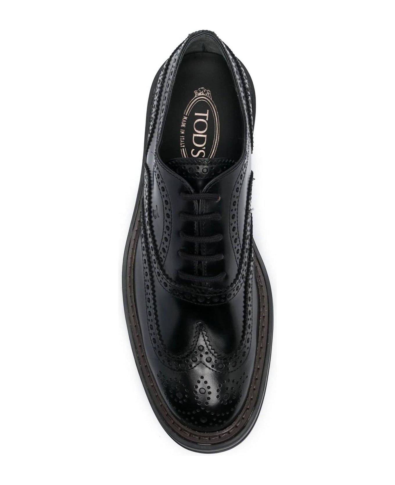 Tod
s Round Toe Lace-up Oxford Shoes - Black