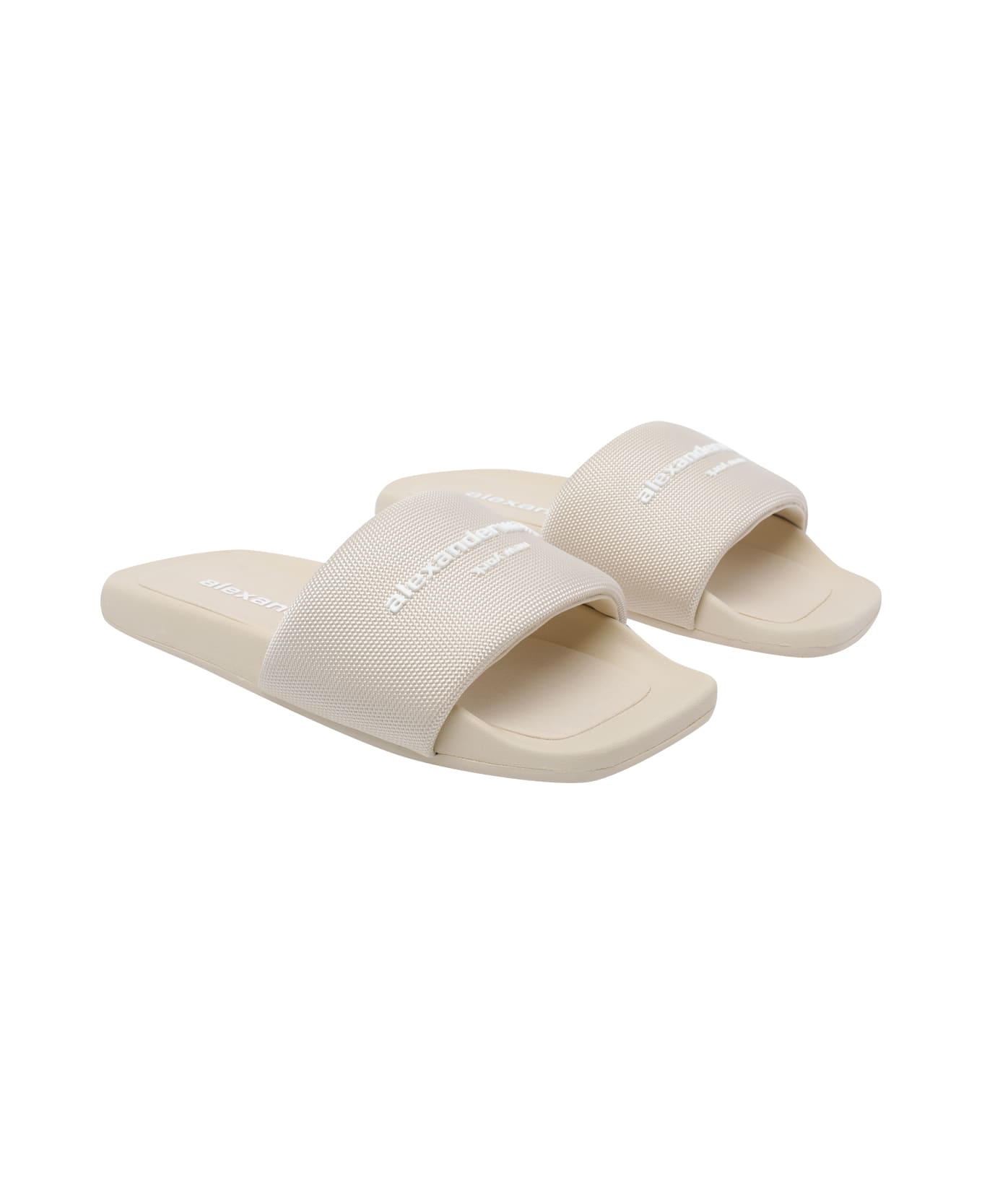 Alexander Wang Logo Slide Sandals - Beige