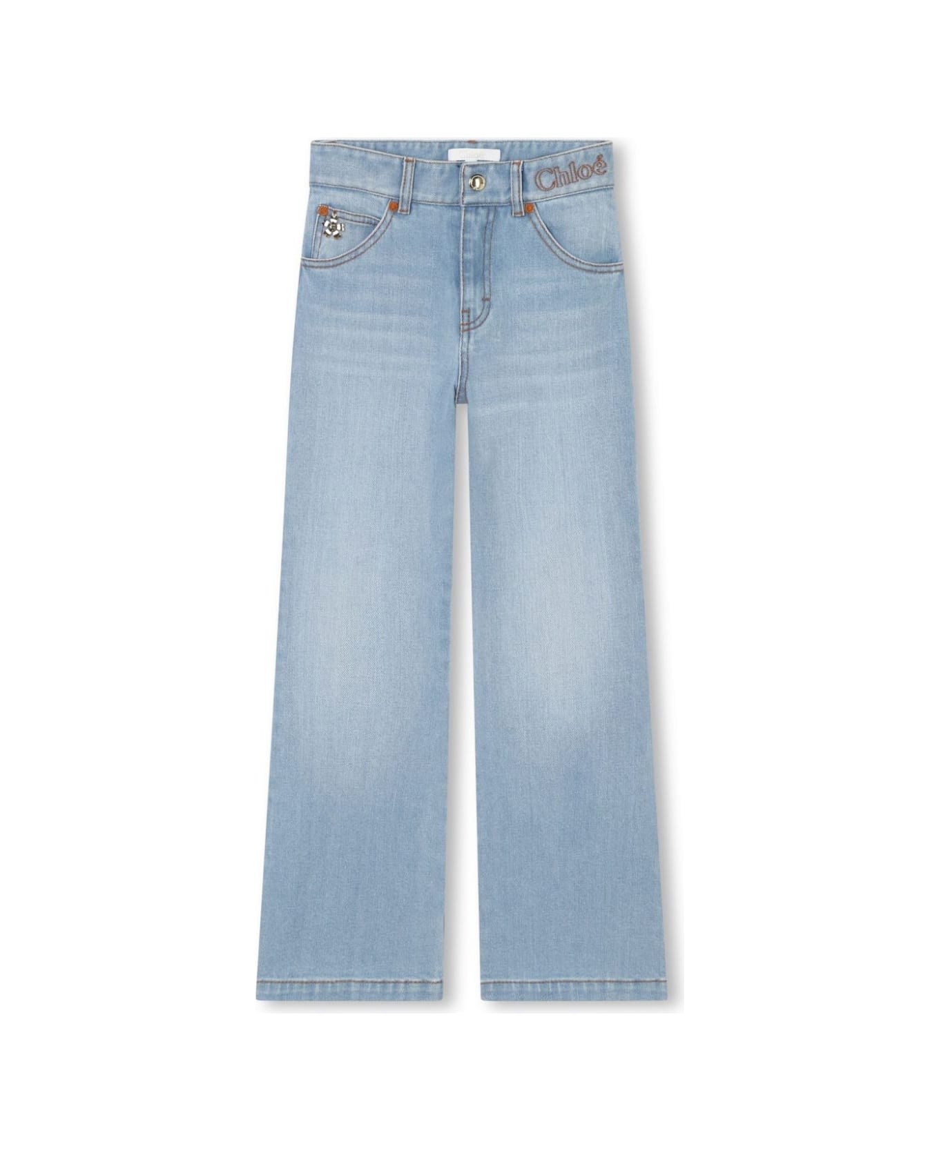 Chloé Light Blue Washed Denim Straight Jeans - Blue