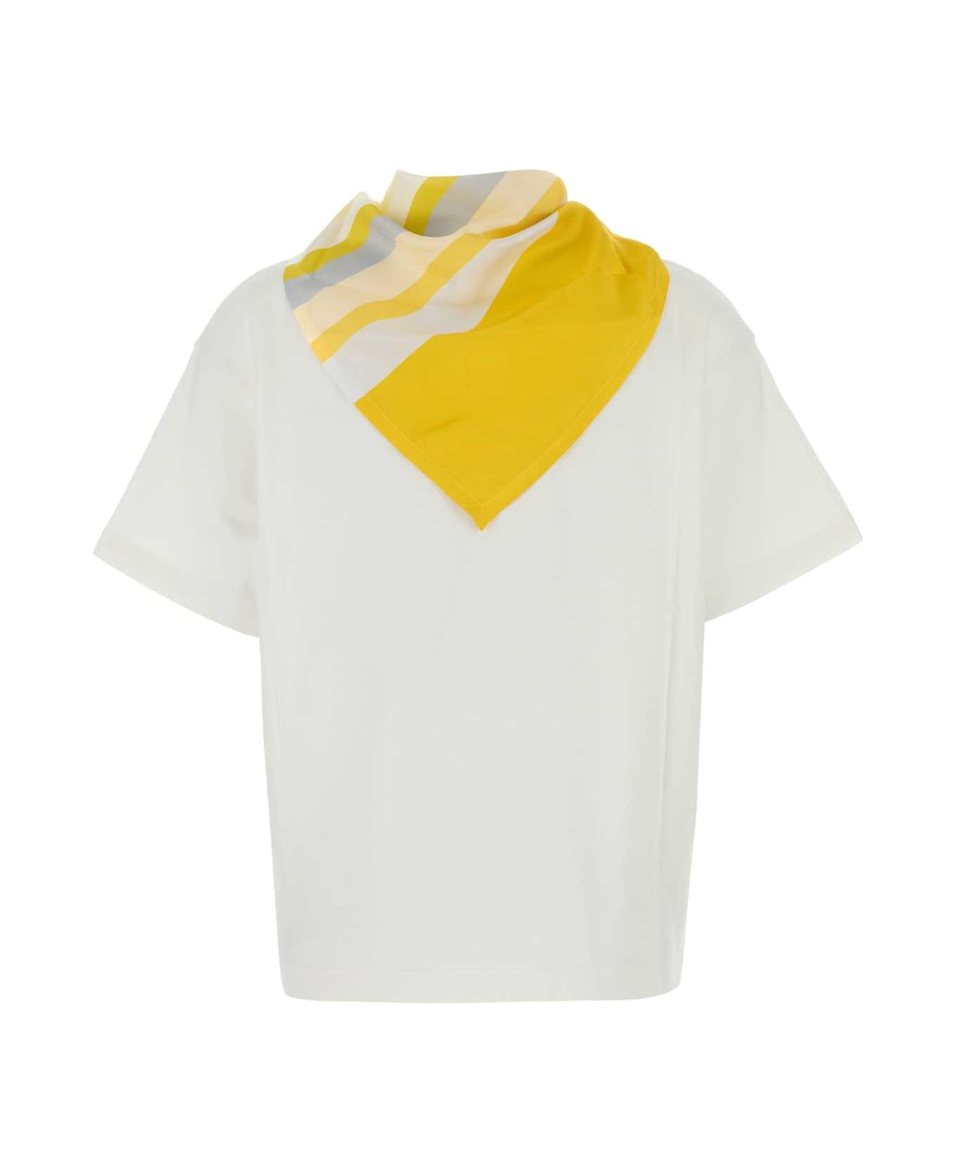 Bottega Veneta White Cotton T-shirt - WHITEYELLOWMULTIC