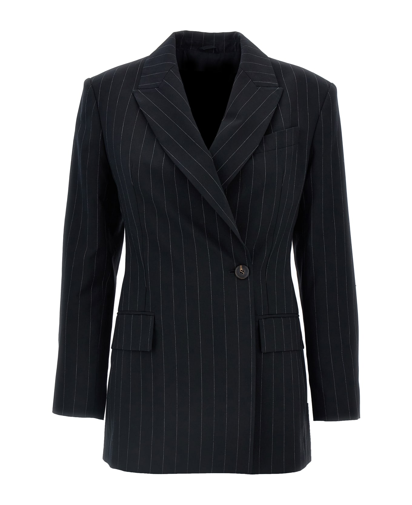 Brunello Cucinelli Pinstriped Double-breasted Blazer - Black  