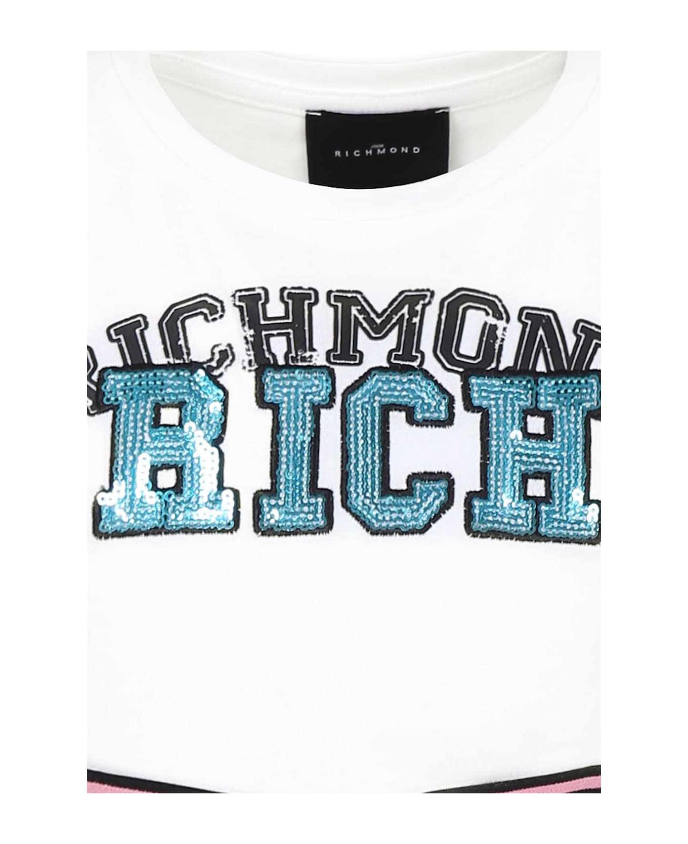Richmond White Crop Top For Girl With Logo - White