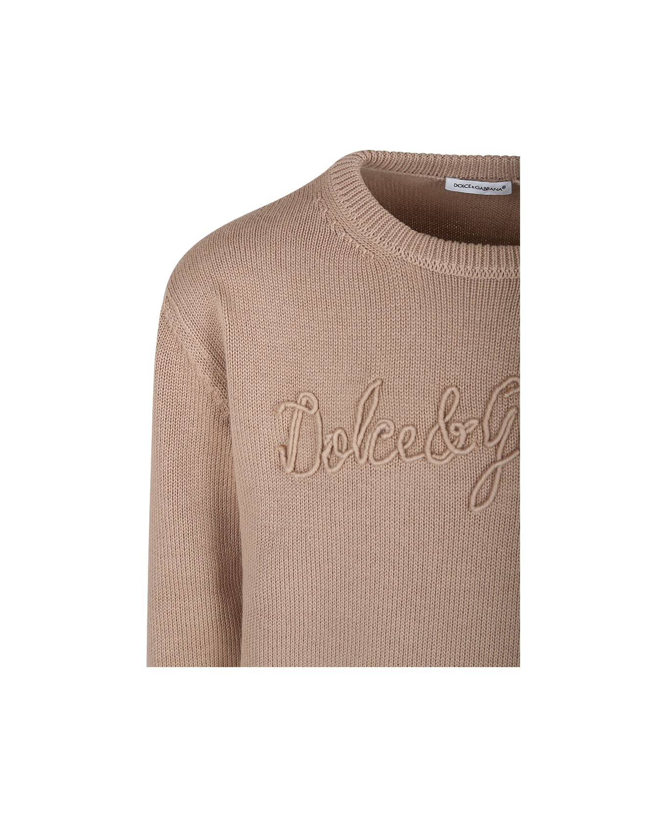 Dolce & Gabbana Beige Sweat For Boy With Logo - Beige ニットウェア＆スウェットシャツ