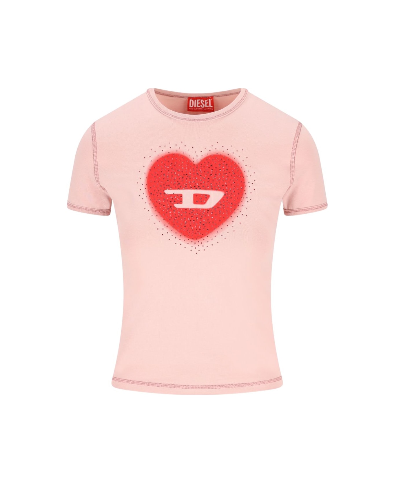 Diesel Heart Cotton T-shirt - Powder