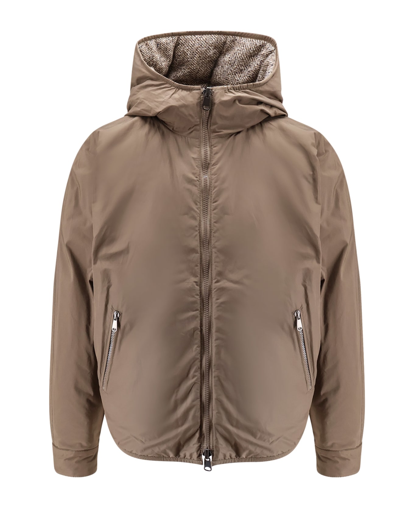 Brunello Cucinelli Reversible Wool And Silk Down Jacket - OCRA/PANAMA/NERO