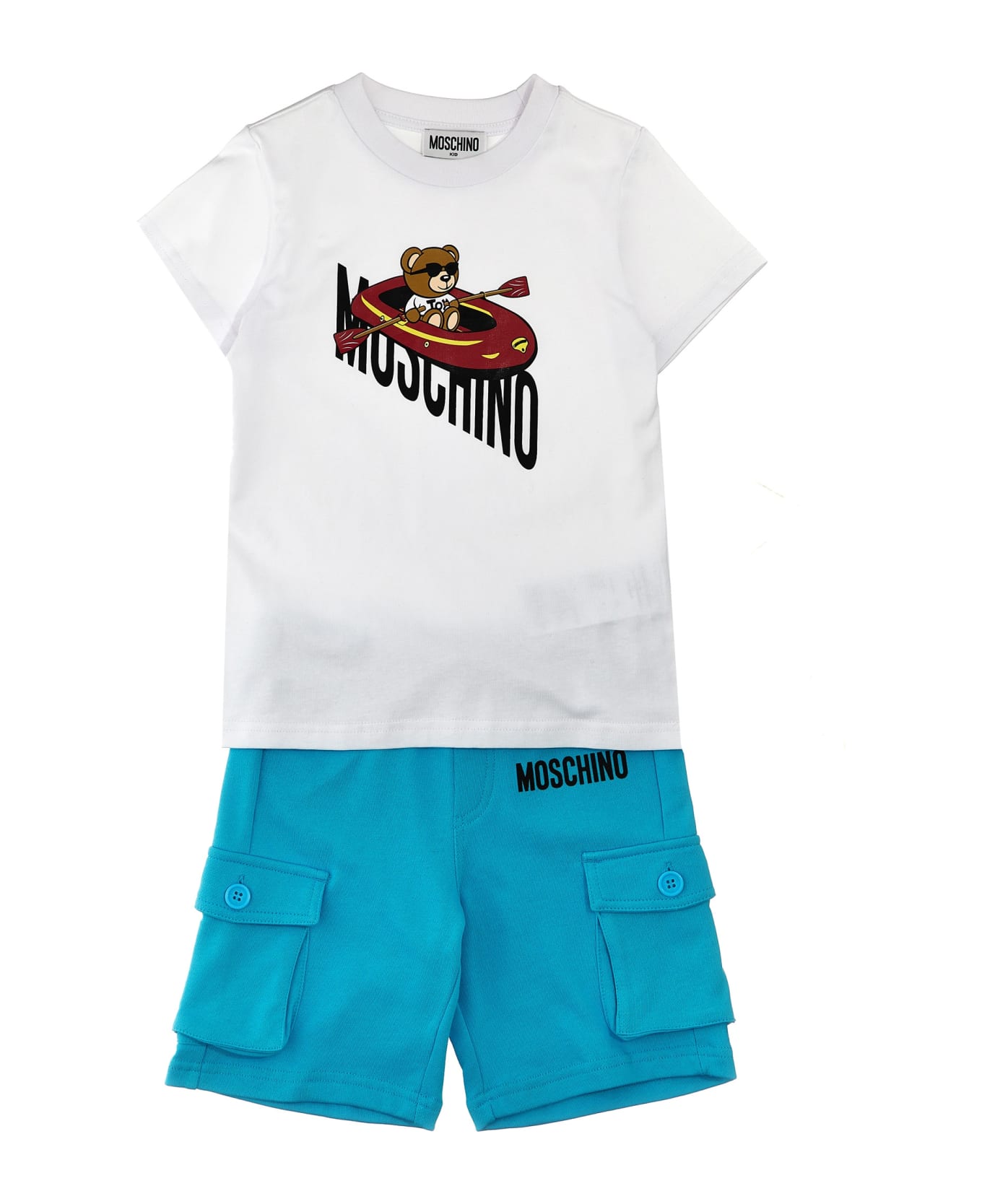 Moschino T-shirt + Logo Print Bermuda Shorts - Light Blue トップス