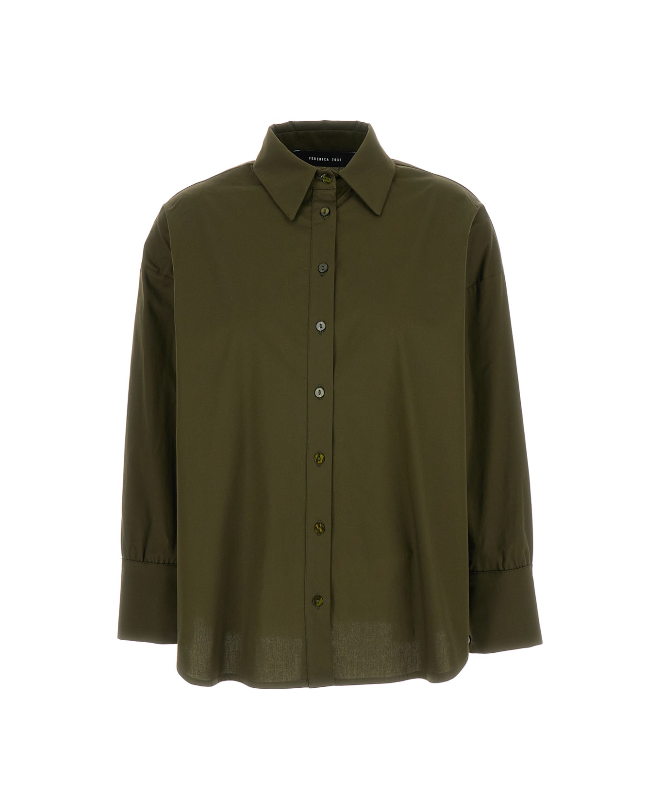 Federica Tosi Military Green Long Sleeves Shirt In Cotton Blend Woman - Green