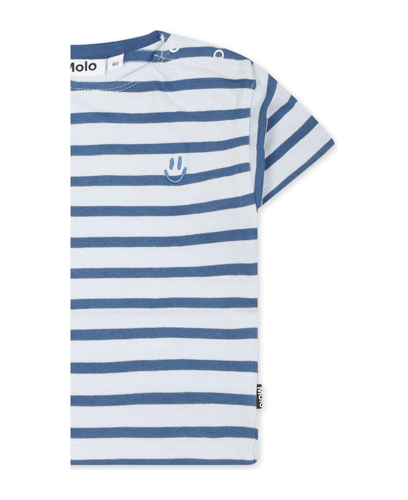 Molo Light Blue T-shirt For Babykids With Smiley - Light Blue