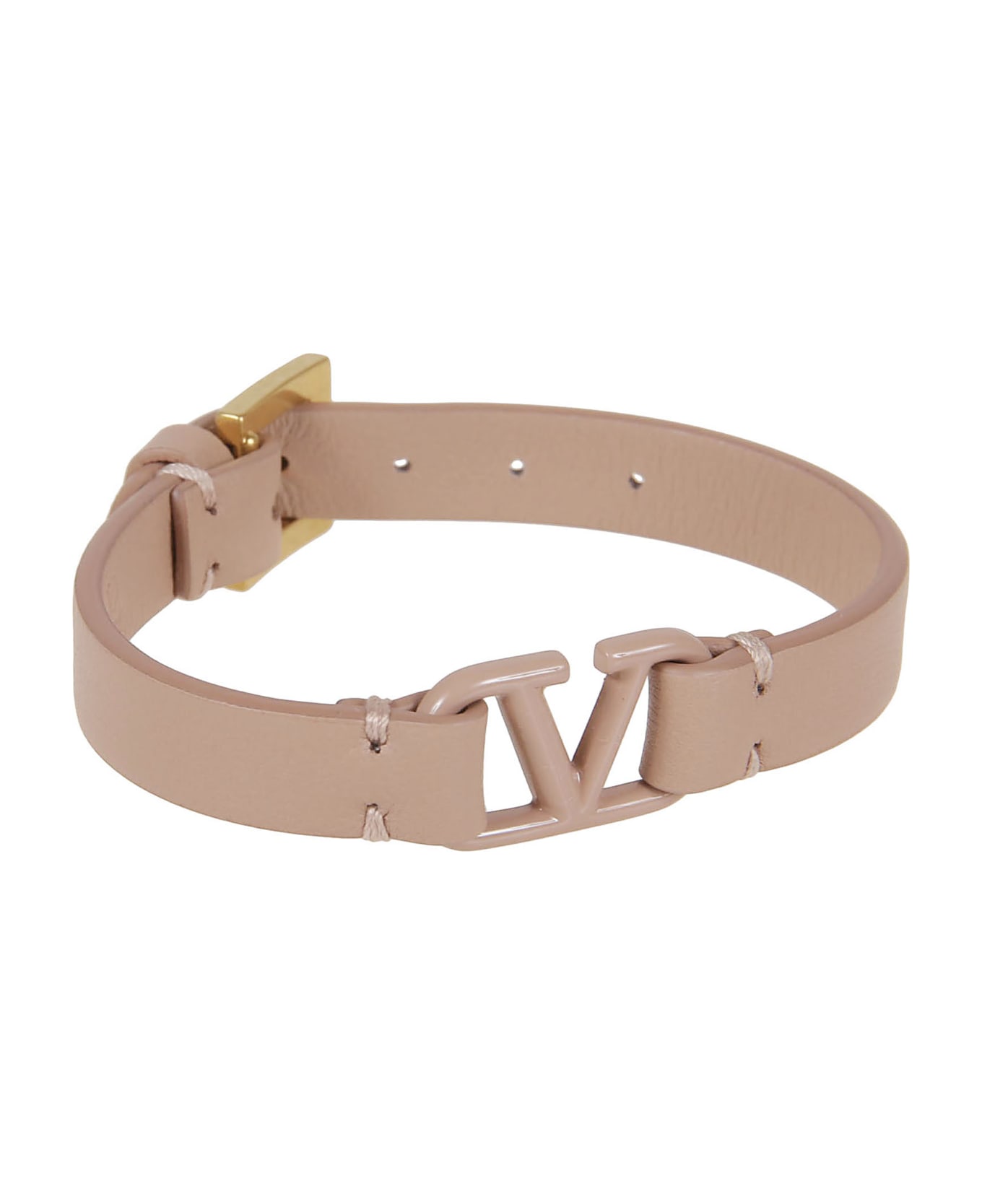 Valentino Garavani Leather Bracelet Vlogo Signature - Rose Cannelle