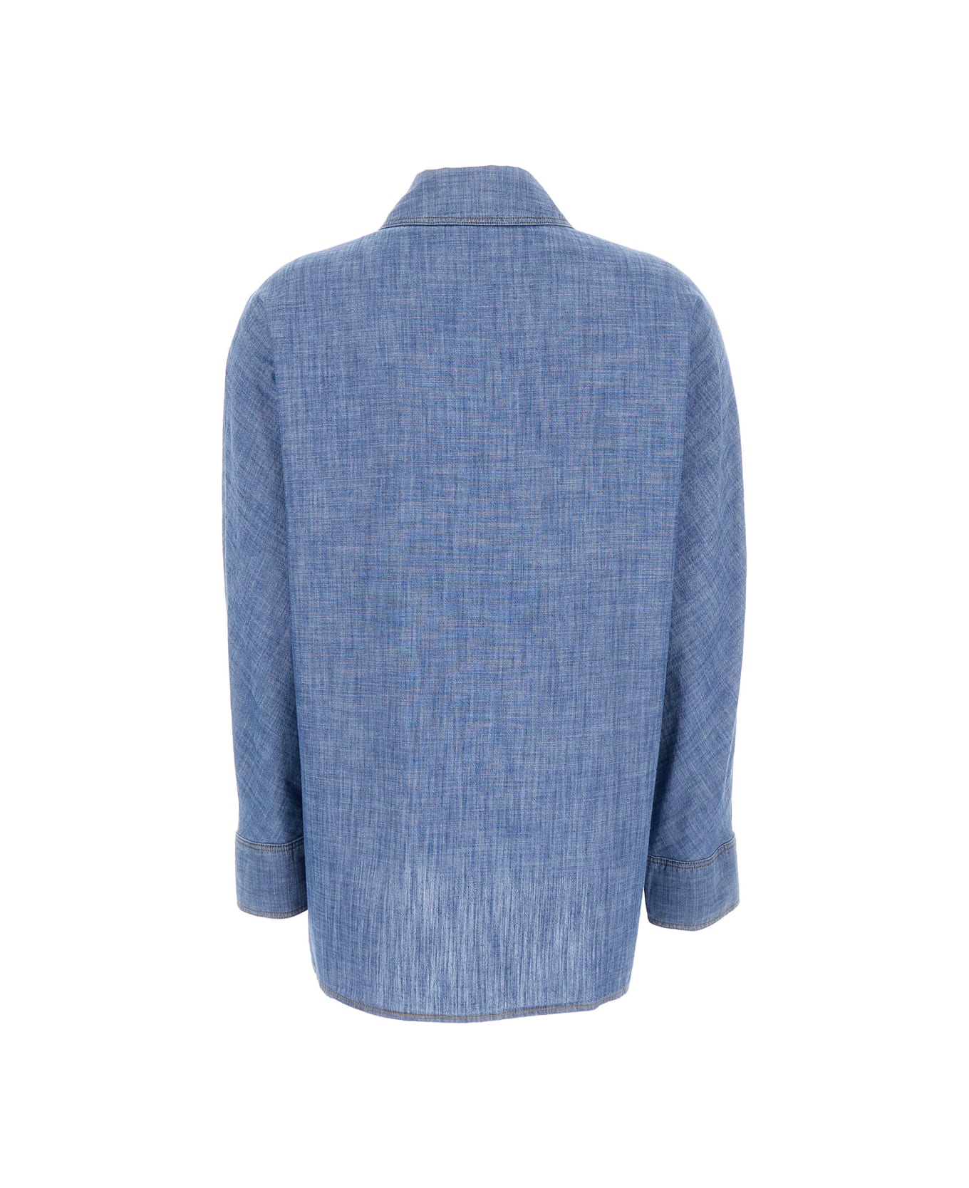SEMICOUTURE Blue Denim Oversize Shirt In Cotton Woman - Blu