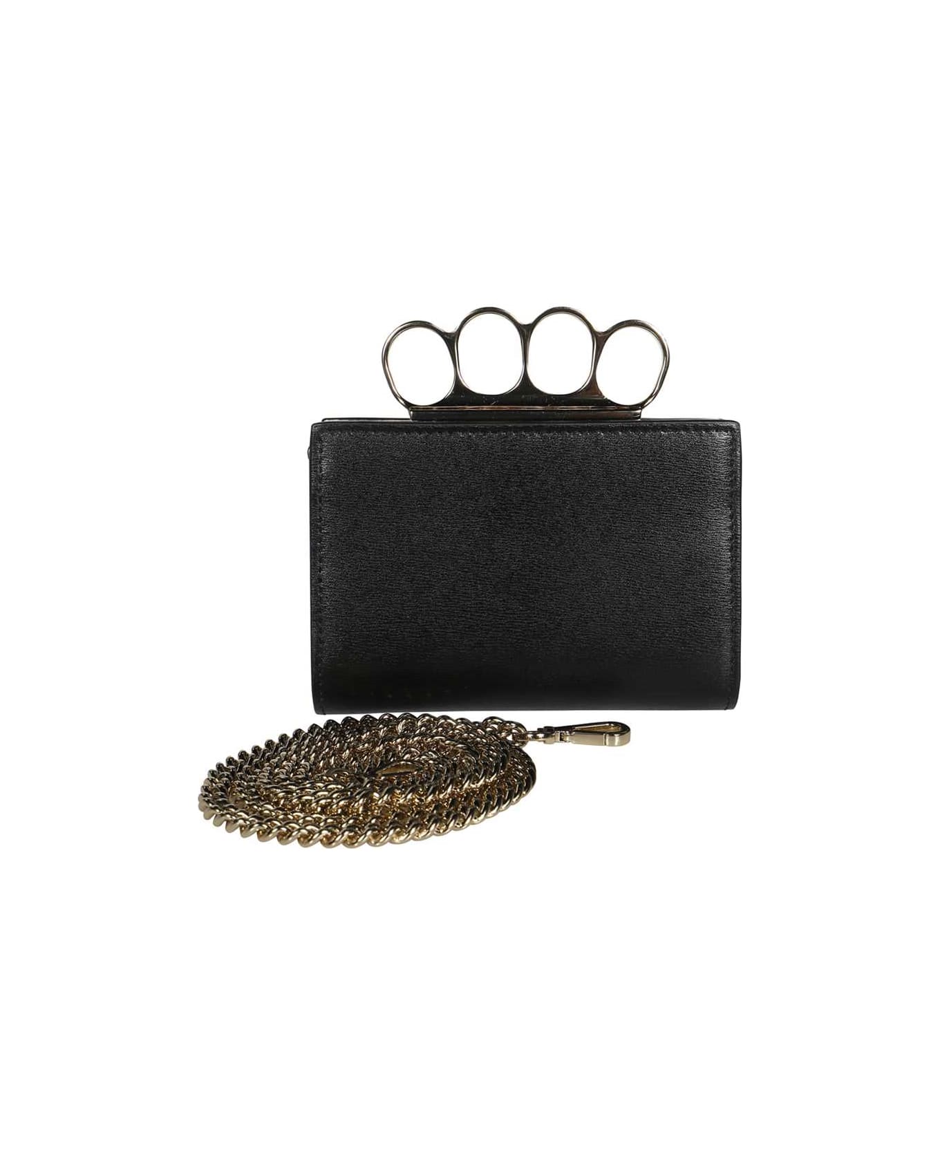 Alexander McQueen Leather Wallet On Chain - black