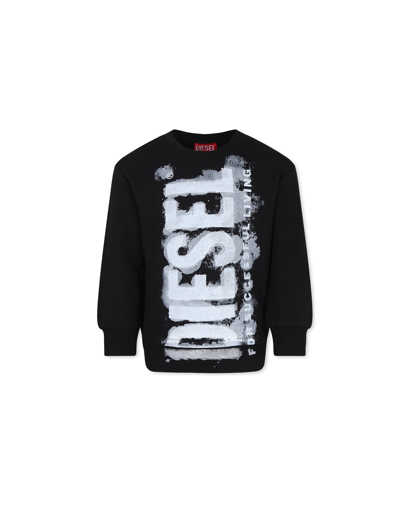 Diesel Black Sweatshirt For Boy With Logo - Black