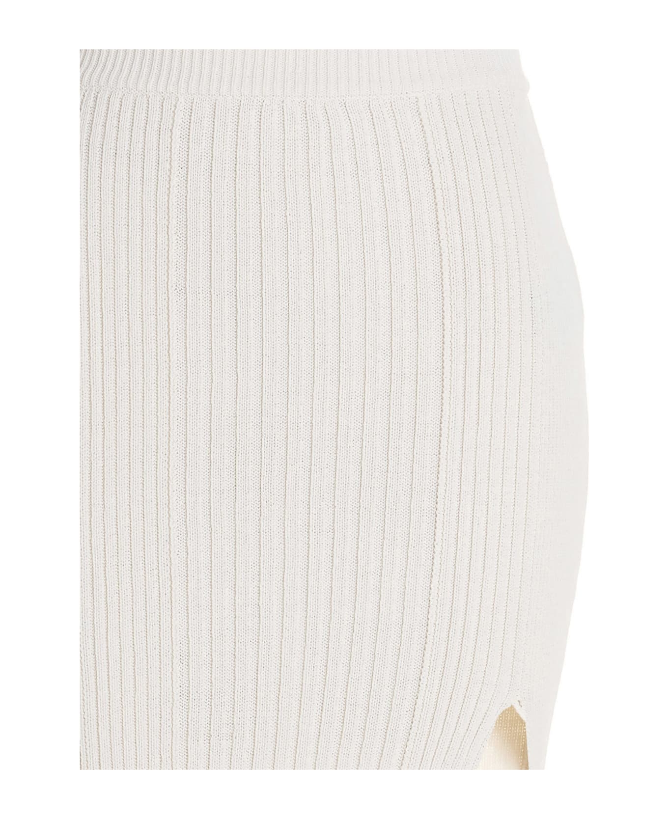 Balmain Midi Ribbed Skirt - White