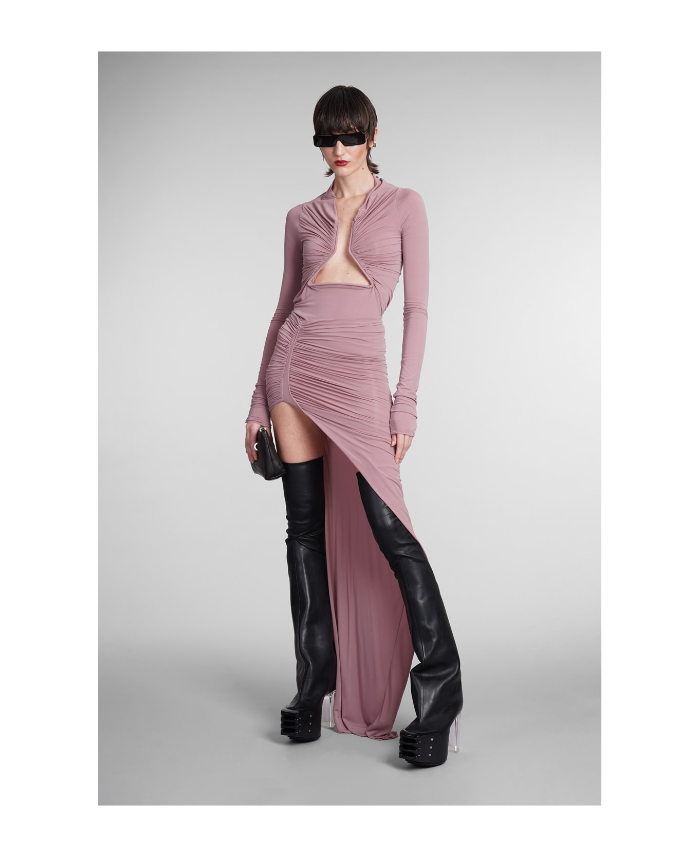 Rick Owens Ls Prong Topwear In Lilla Polyamide Polyester - Pink