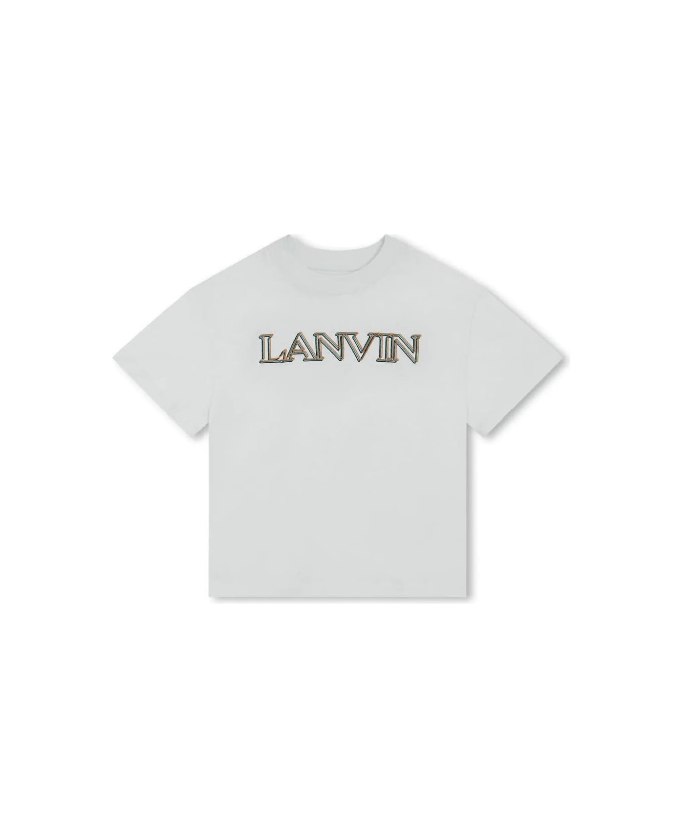 Lanvin Aquamarine T-shirt With Logo - B Verde Acqua