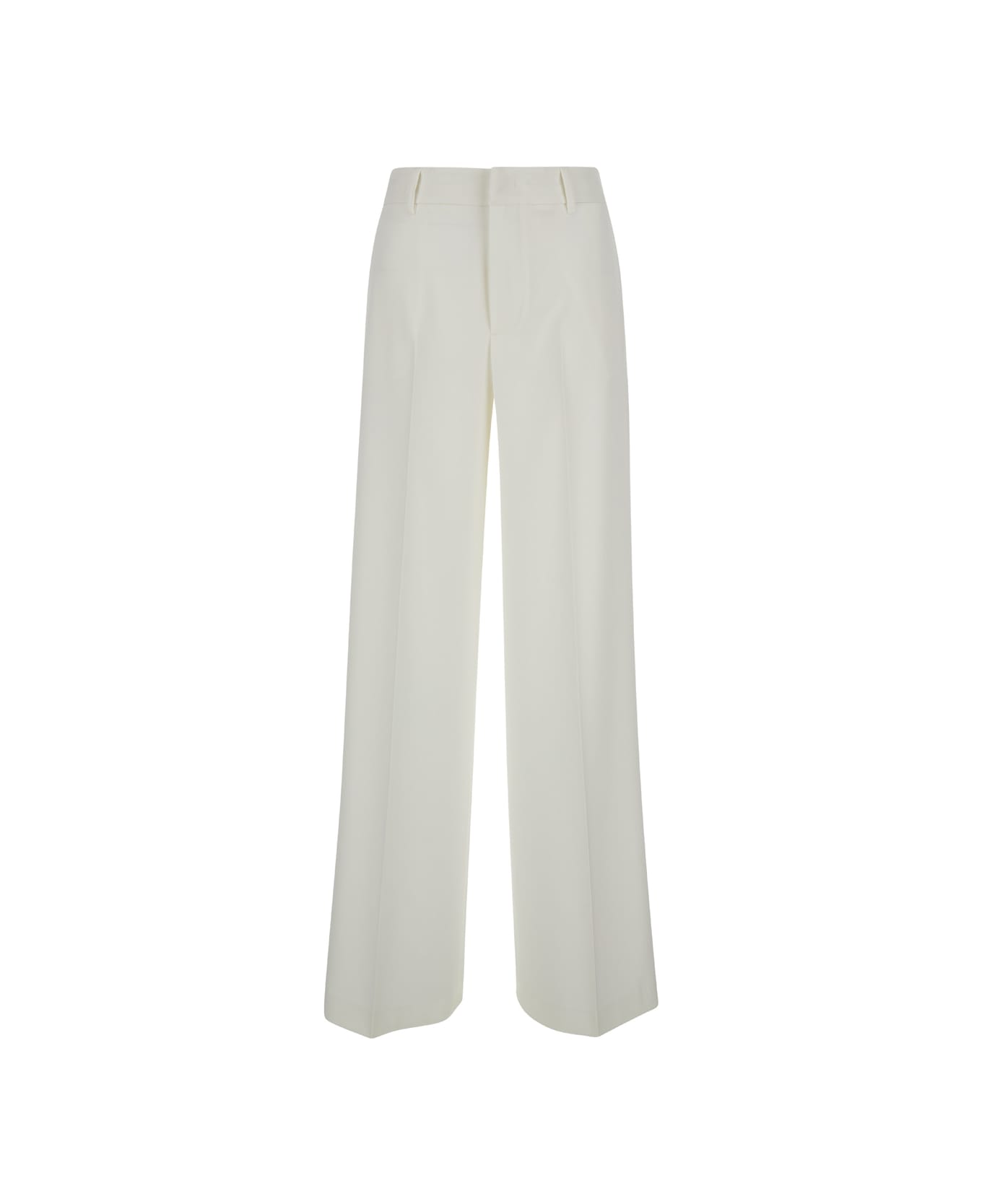 PT01 Tailored 'lorenza' High Waisted White Trousers In Technical Fabric Woman - bianco ボトムス