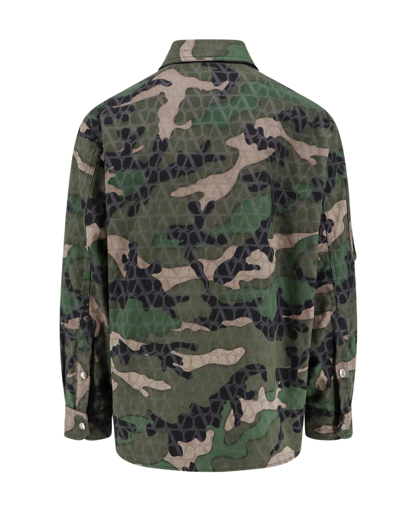 Valentino Cotton Jacket With Camouflage Motif - Green