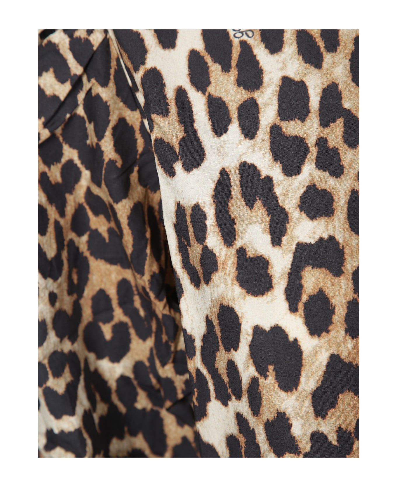 Ganni Leopard Print Peplum Blouse - Brown