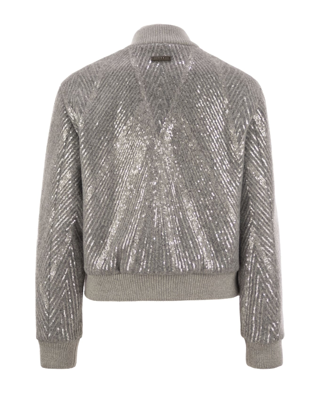 Peserico Gauzed Cloth Crop Jacket With Sequin Embroidery - Silver