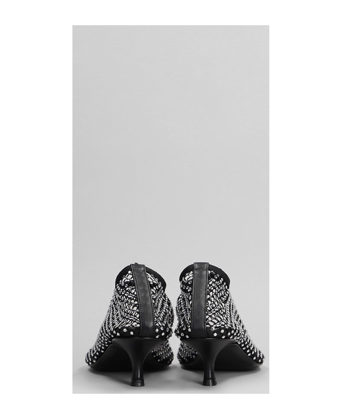 Christopher Esber Minette Crystal Low Heels Ankle Boots In Black Nylon - black