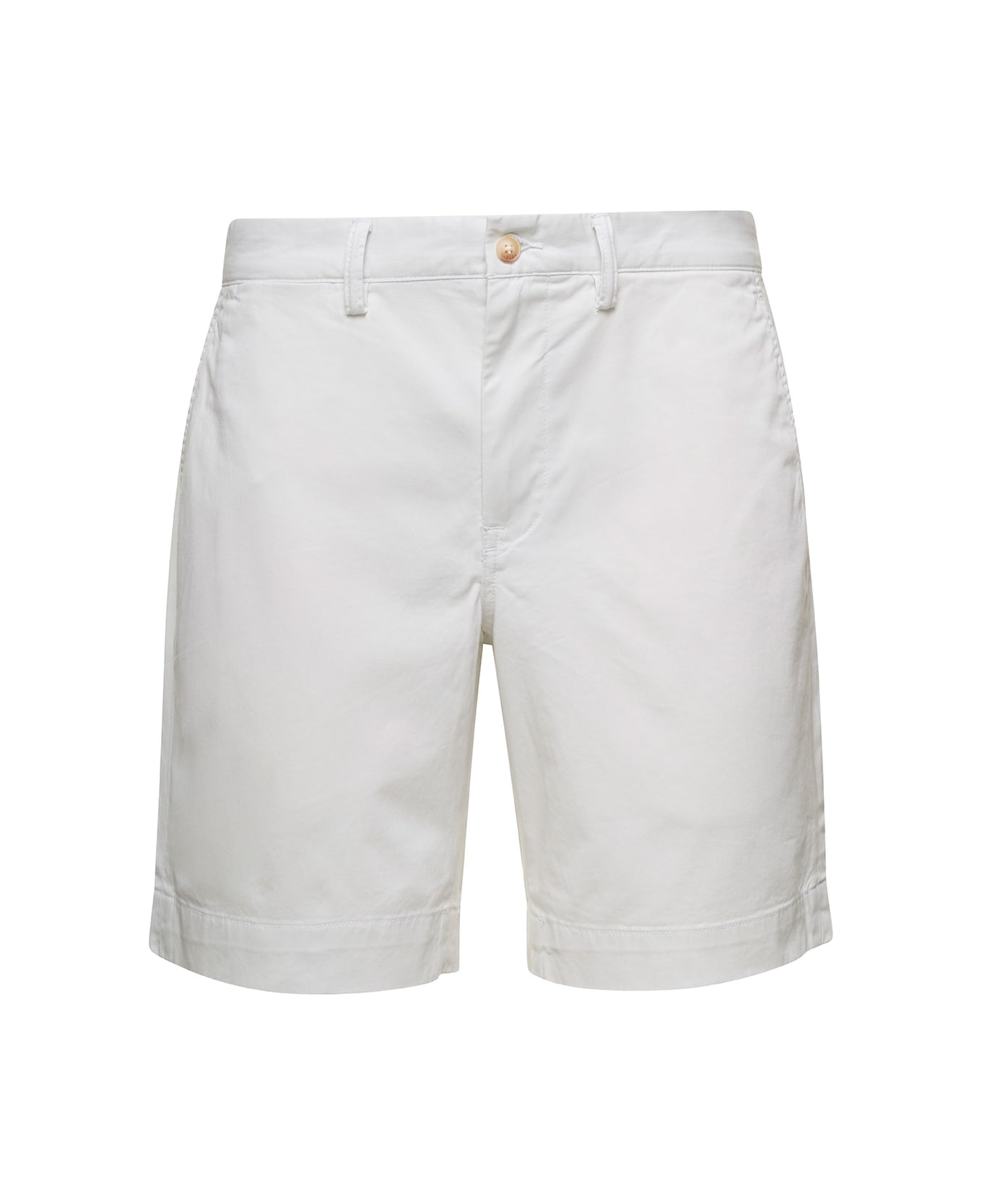 Ralph Lauren White Chino Shorts With Logo Patch In Cotton Man - Deckwash White