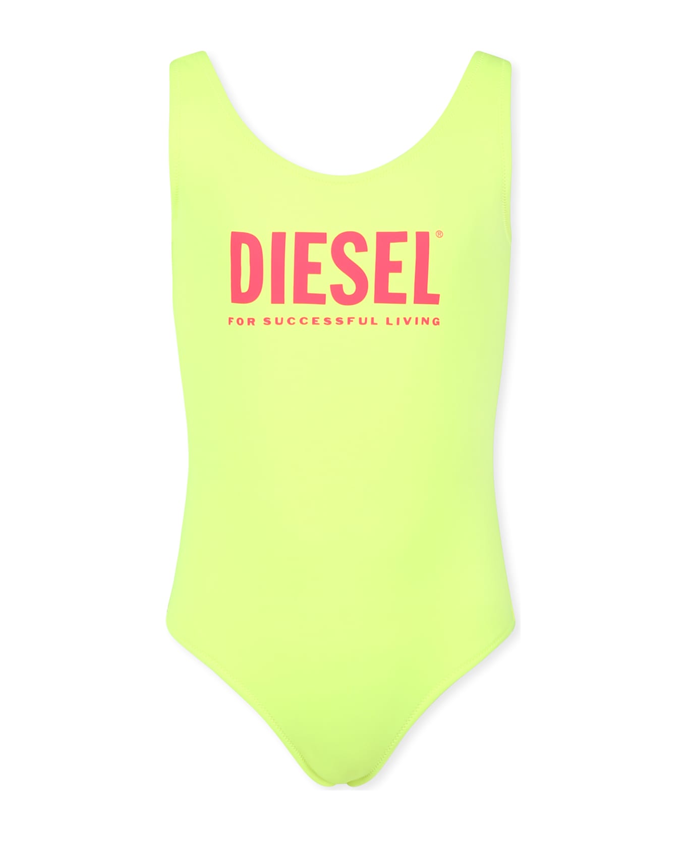 Diesel Yellow Swimsuit For Girl With Logo - Yellow
