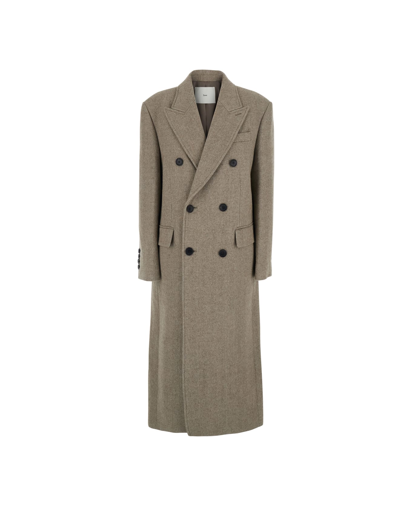 Dunst Beige Double-breasted Coat With Peak Revers In Wool Woman - Beige
