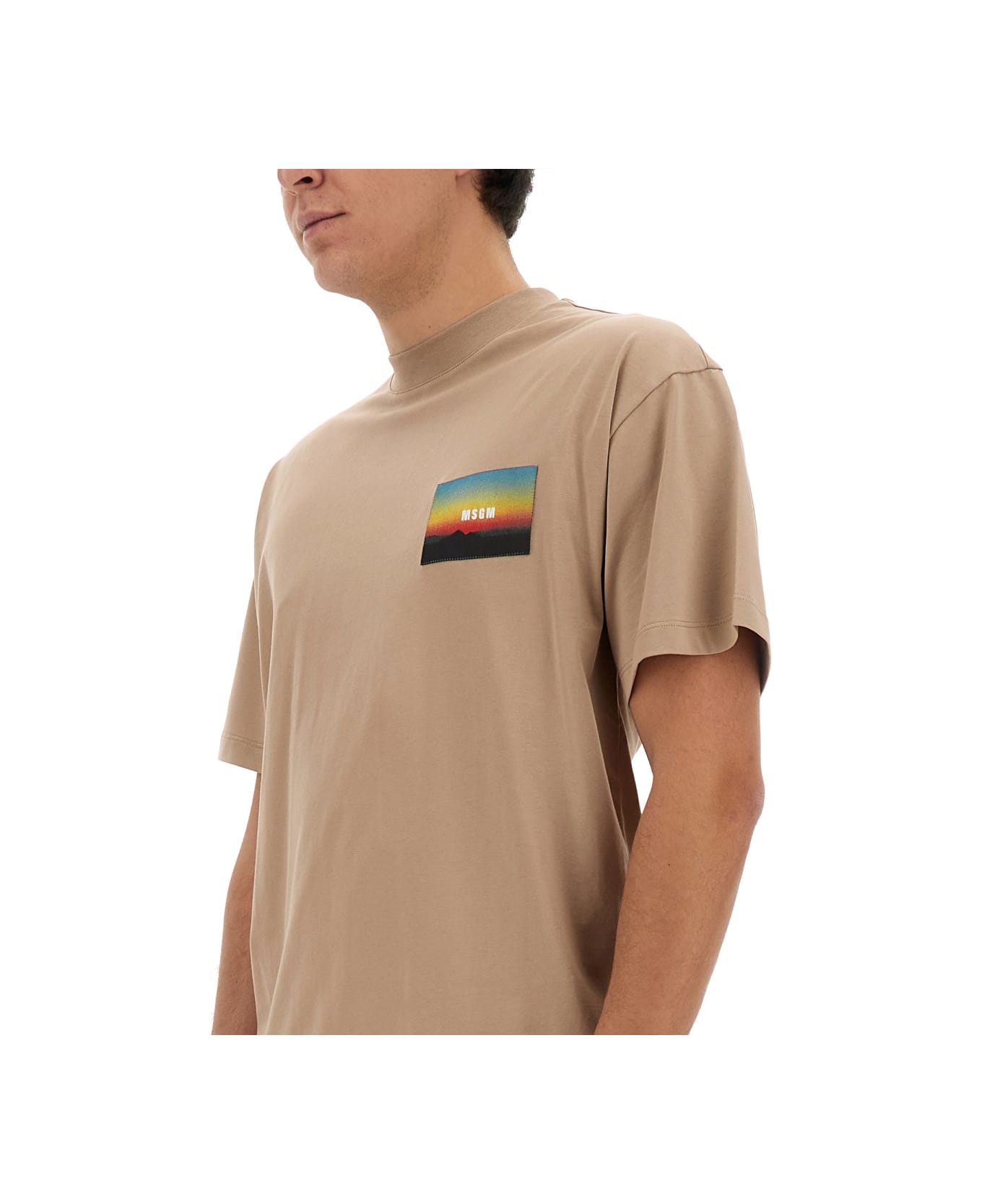 MSGM T-shirt With Logo - BEIGE