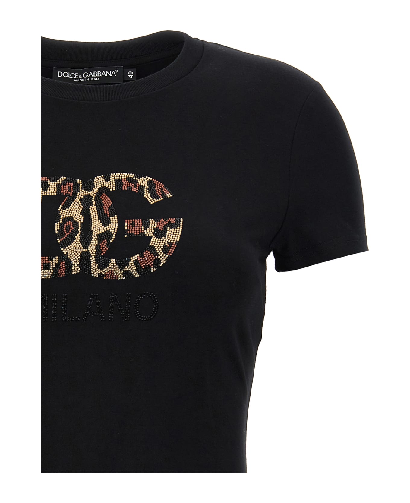 Dolce & Gabbana Rhinestone Logo T-shirt - Black