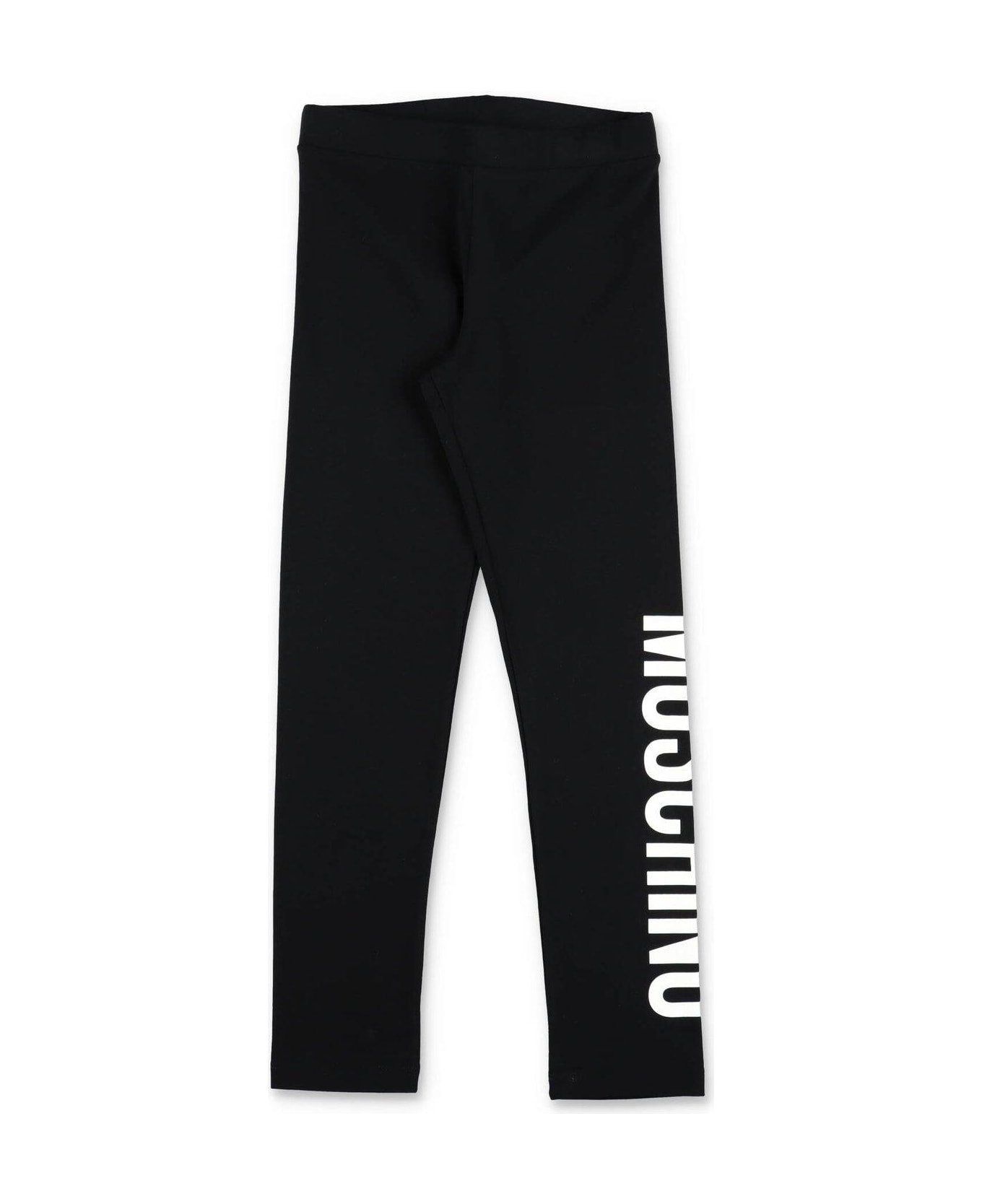 Moschino High-waist Logo-printed Slim-cut Leggings - Nero/black
