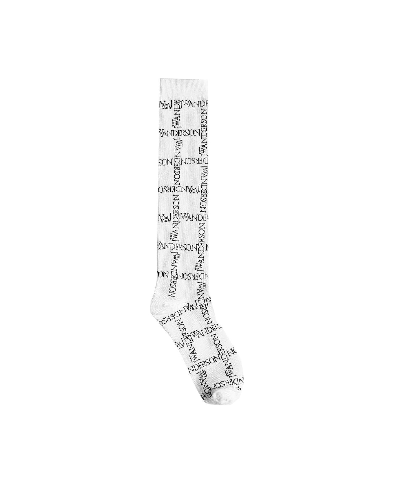J.W. Anderson Monogram-knitted Stretched Socks - BIANCO