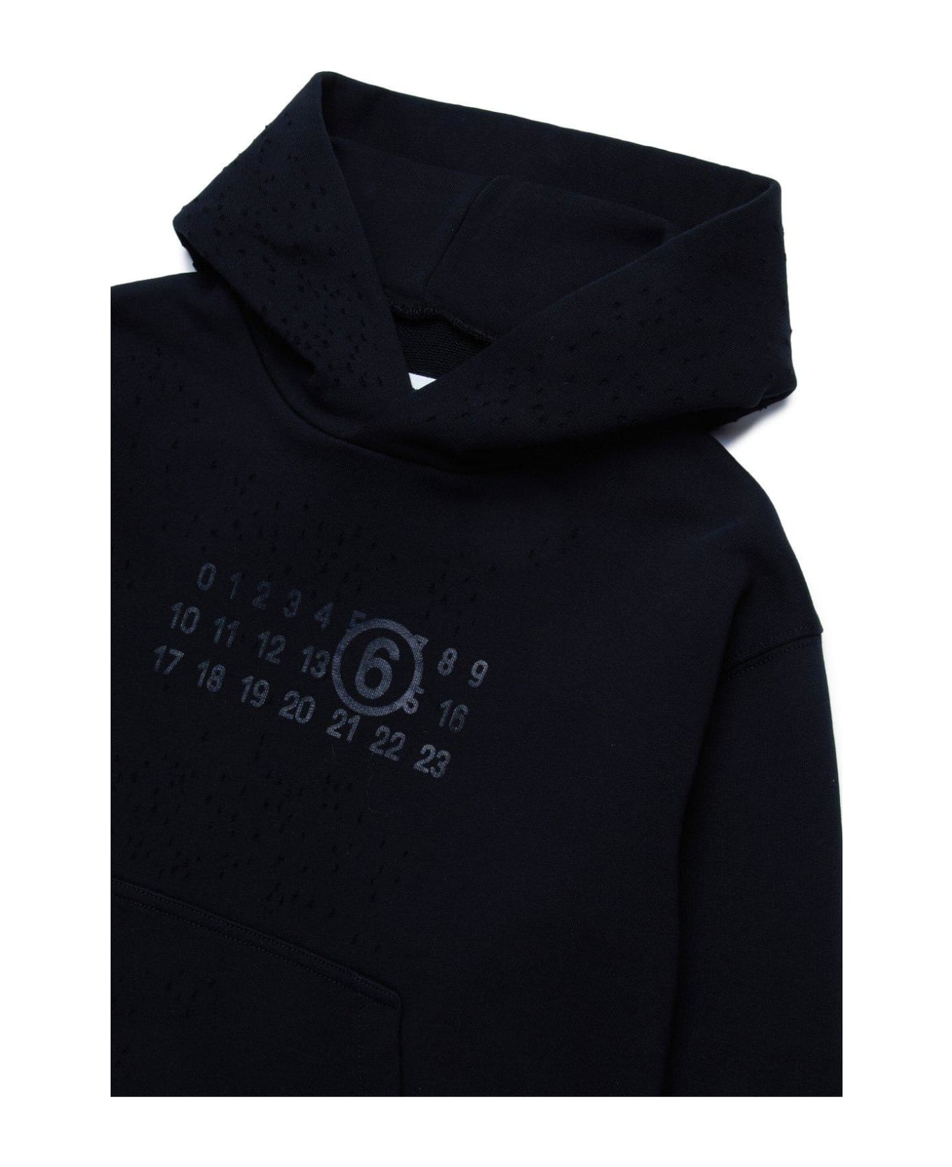 MM6 Maison Margiela Numbers-motif Printed Drop Shoulder Hoodie - Black ニットウェア＆スウェットシャツ