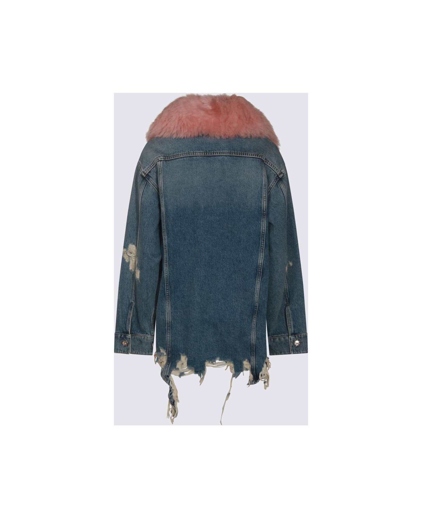 Blumarine Blue And Pink Denim Jacket - ICE BLU/PINK