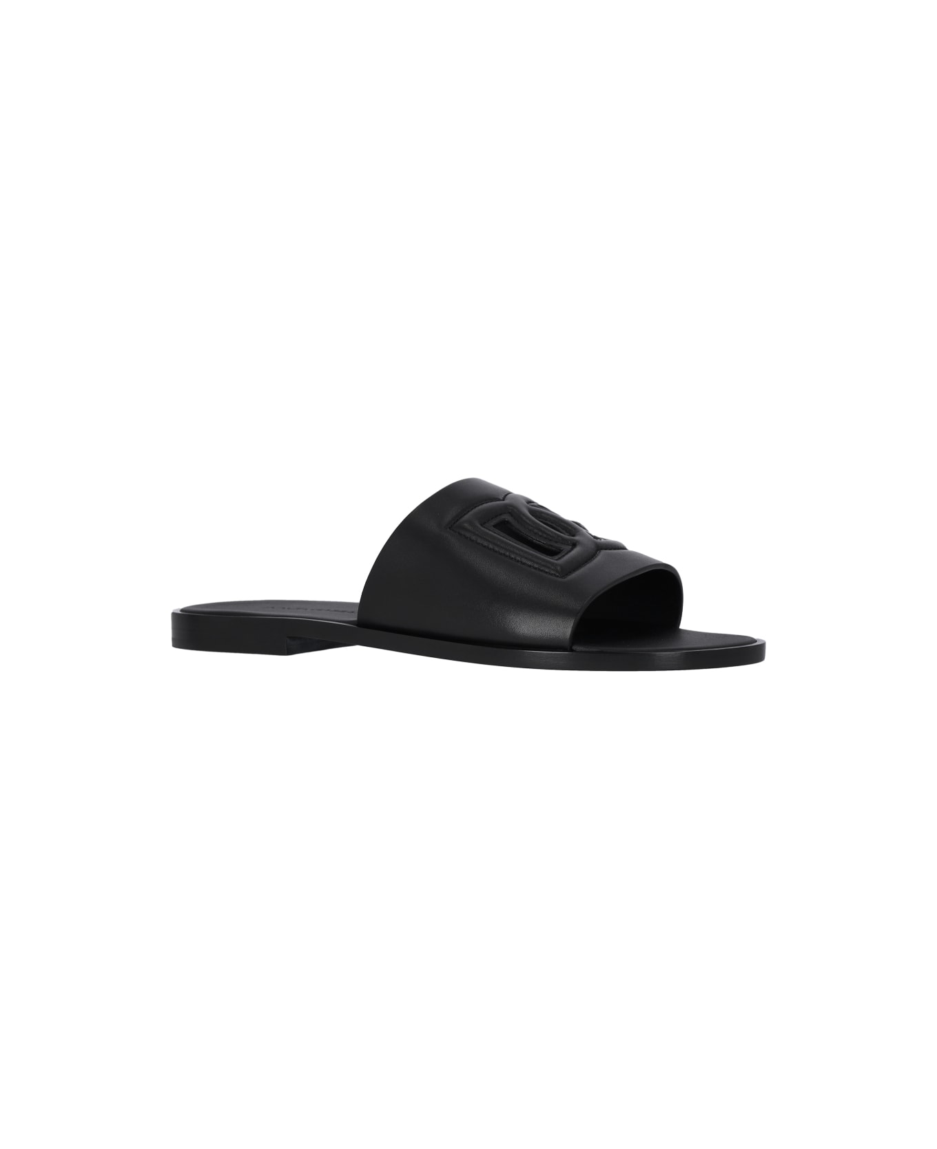 Dolce & Gabbana Slide Leather Sandals - Black  