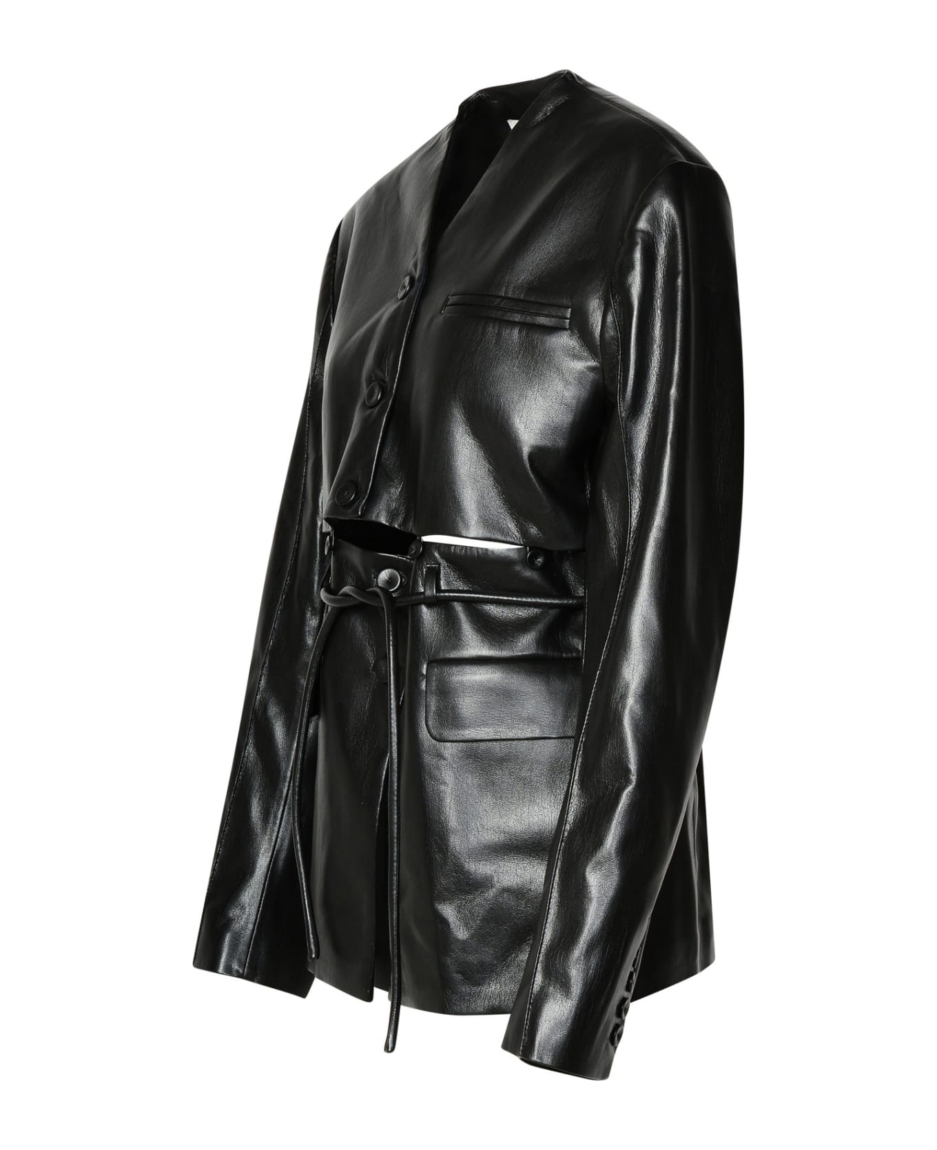 Nanushka 'maida' Black Okobor Alt-leather Blazer - Black