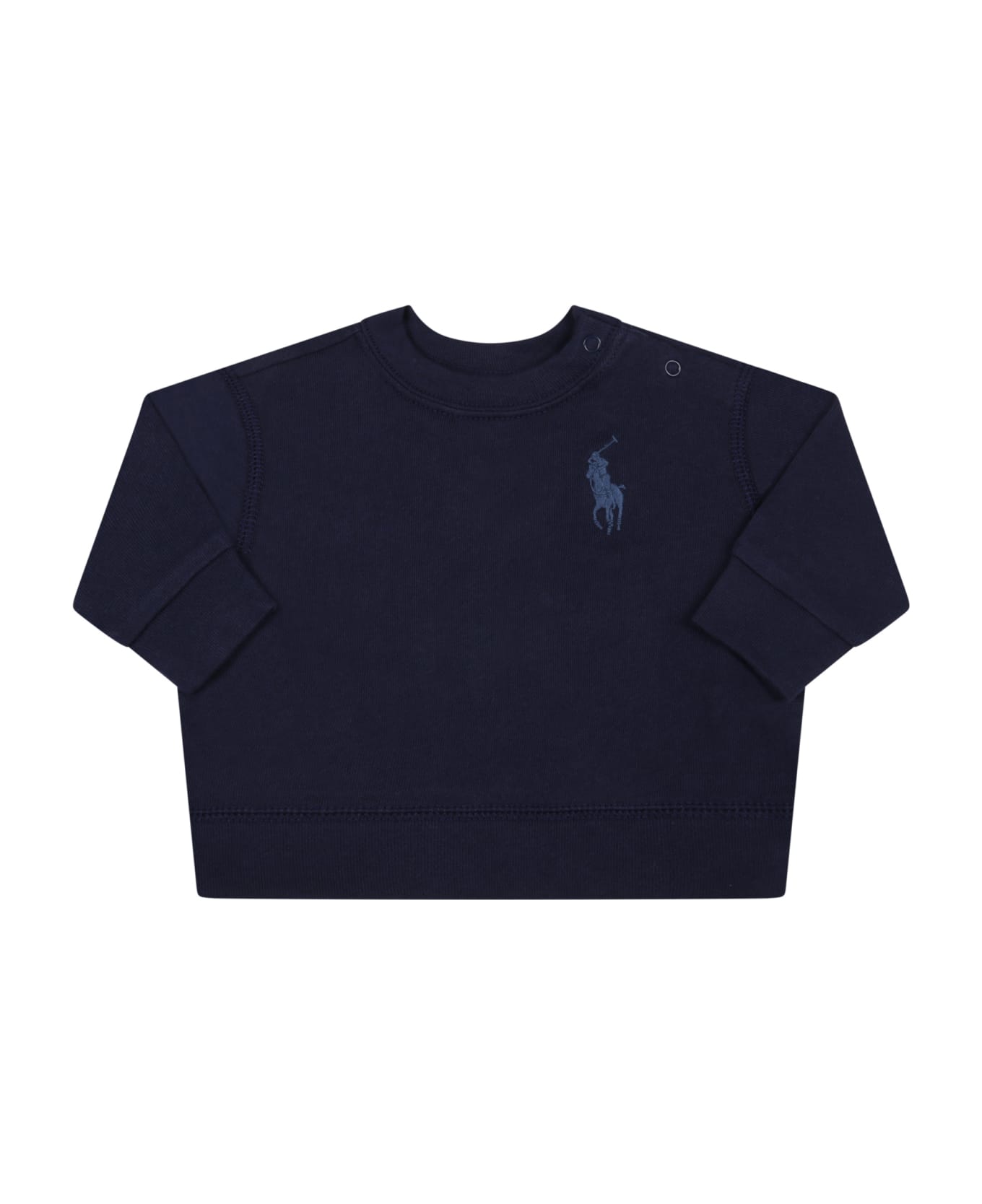 Ralph Lauren Blue T-shirt For Baby Boy With Pony Logo - Blue