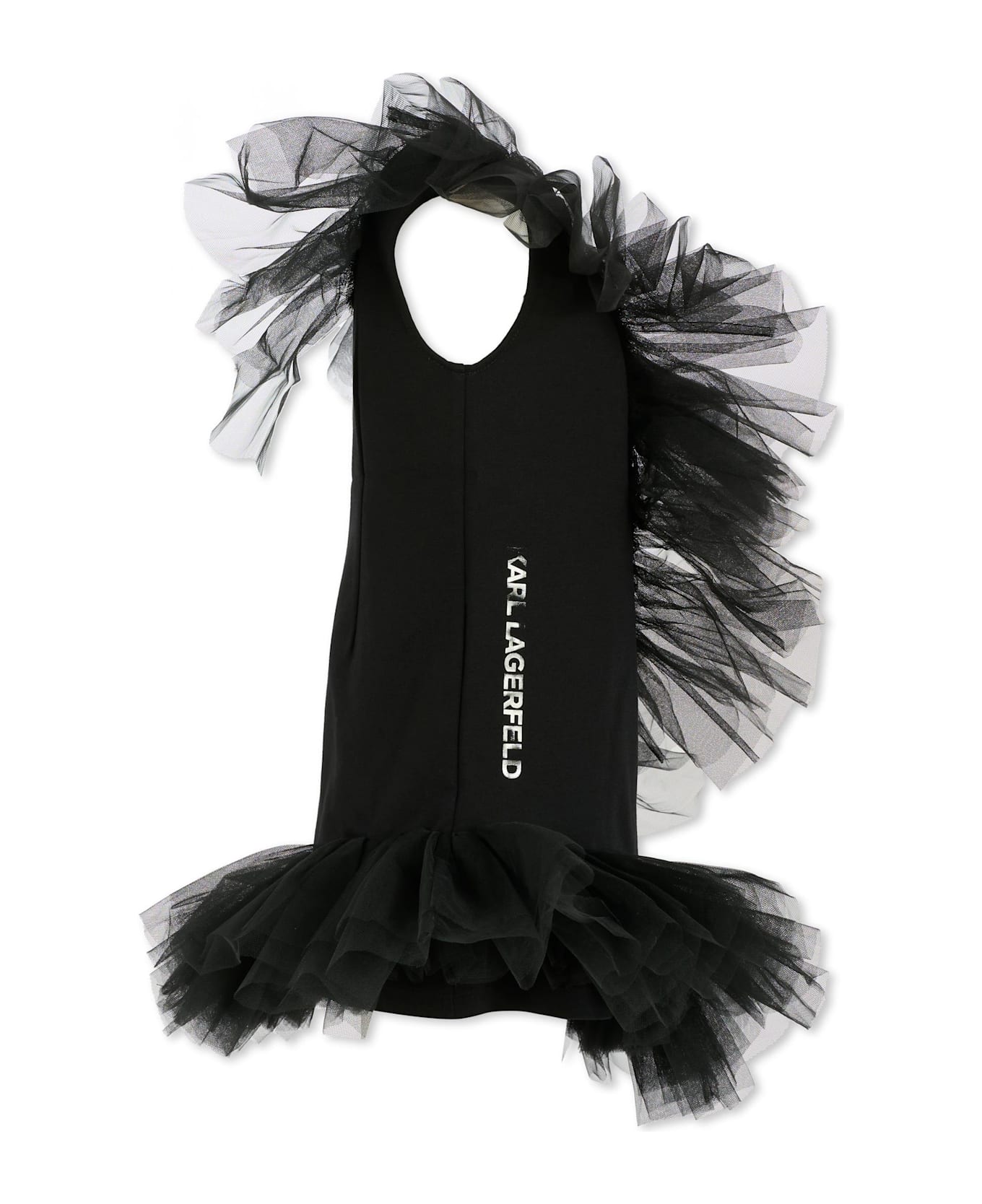 Karl Lagerfeld Kids Black Dress For Girl With Logo - Black